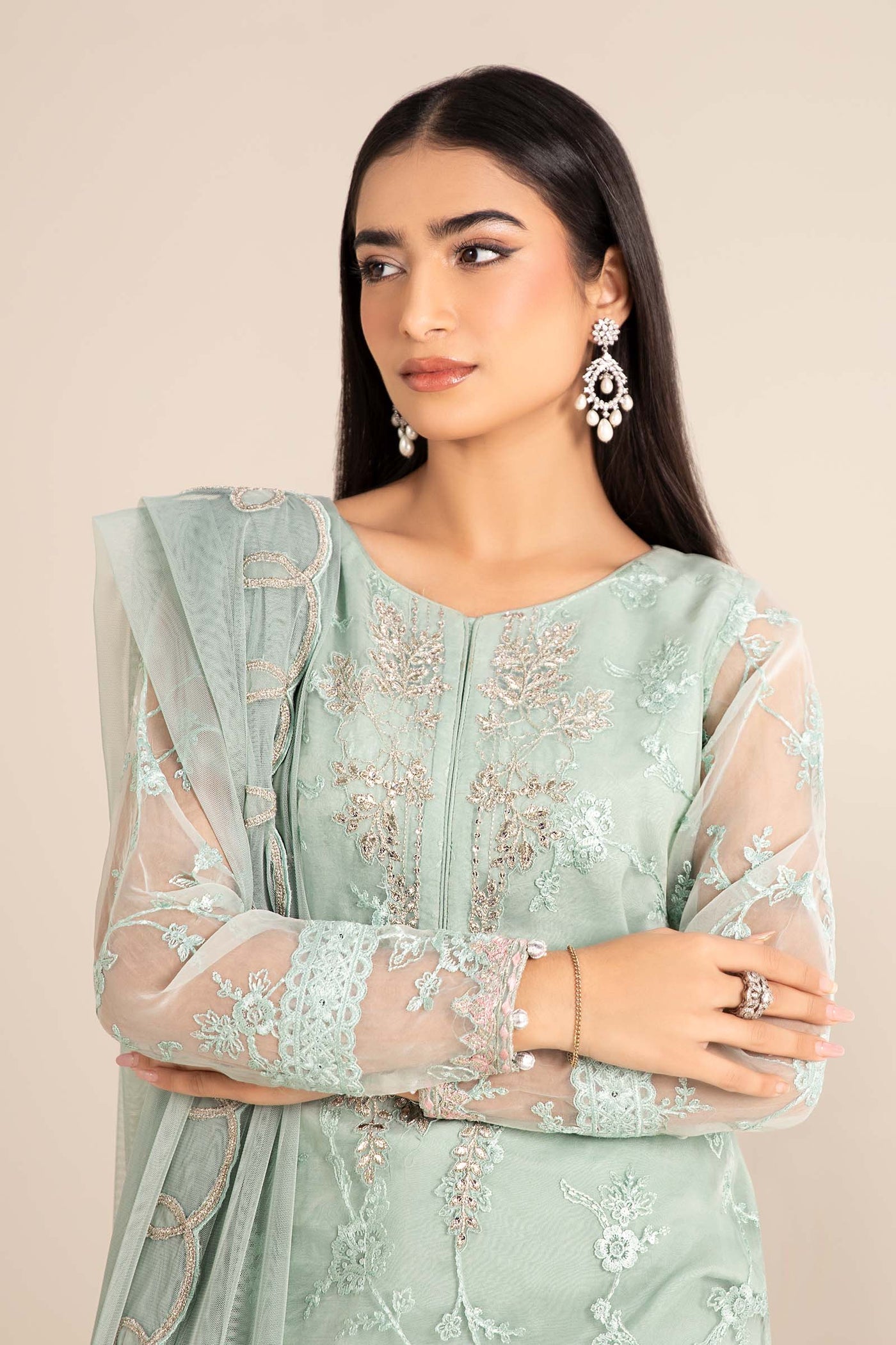 3 Piece Embroidered Cotton Silk Suit | DW-EF25-17