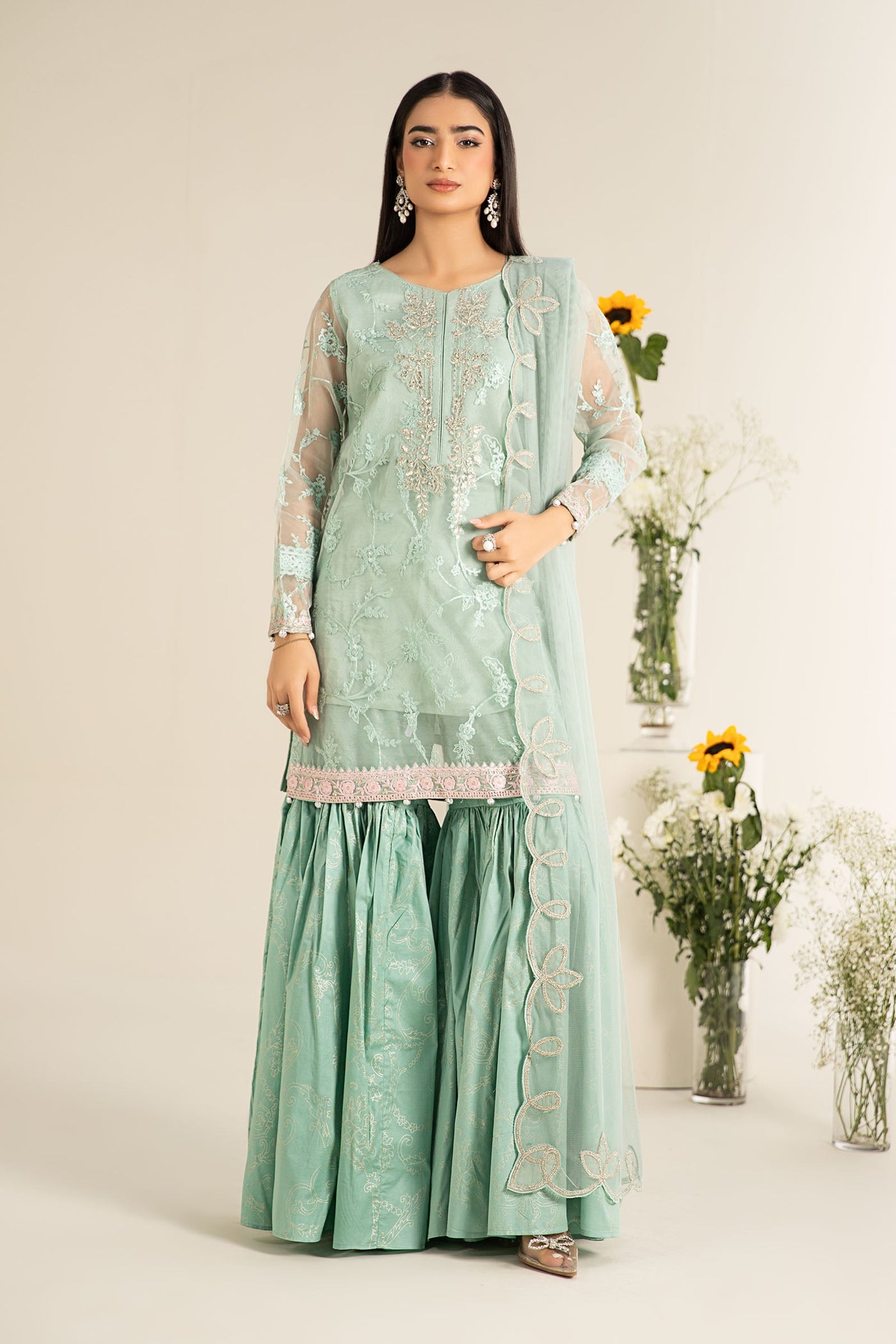 3 Piece Embroidered Cotton Silk Suit | DW-EF25-17