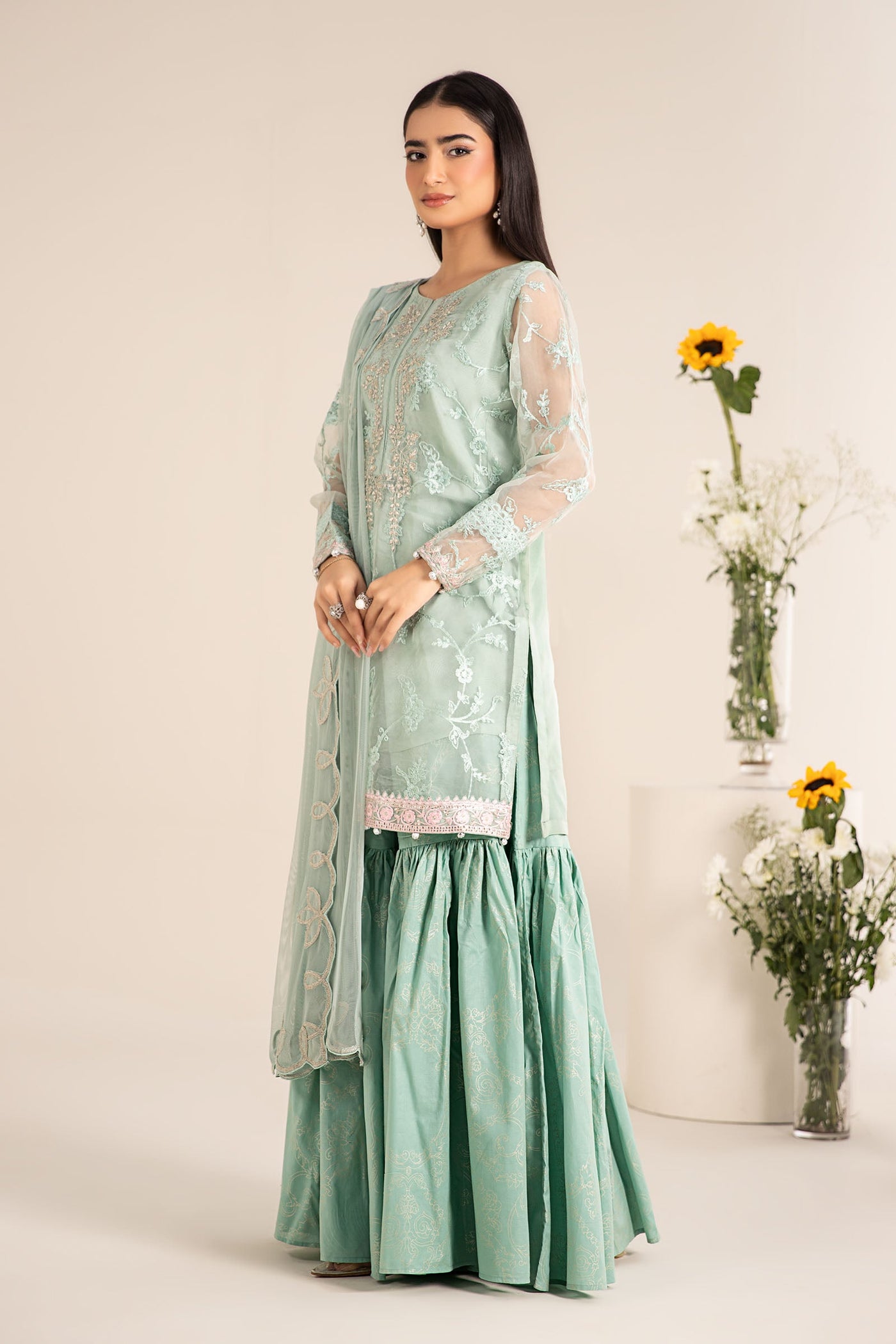 3 Piece Embroidered Cotton Silk Suit | DW-EF25-17