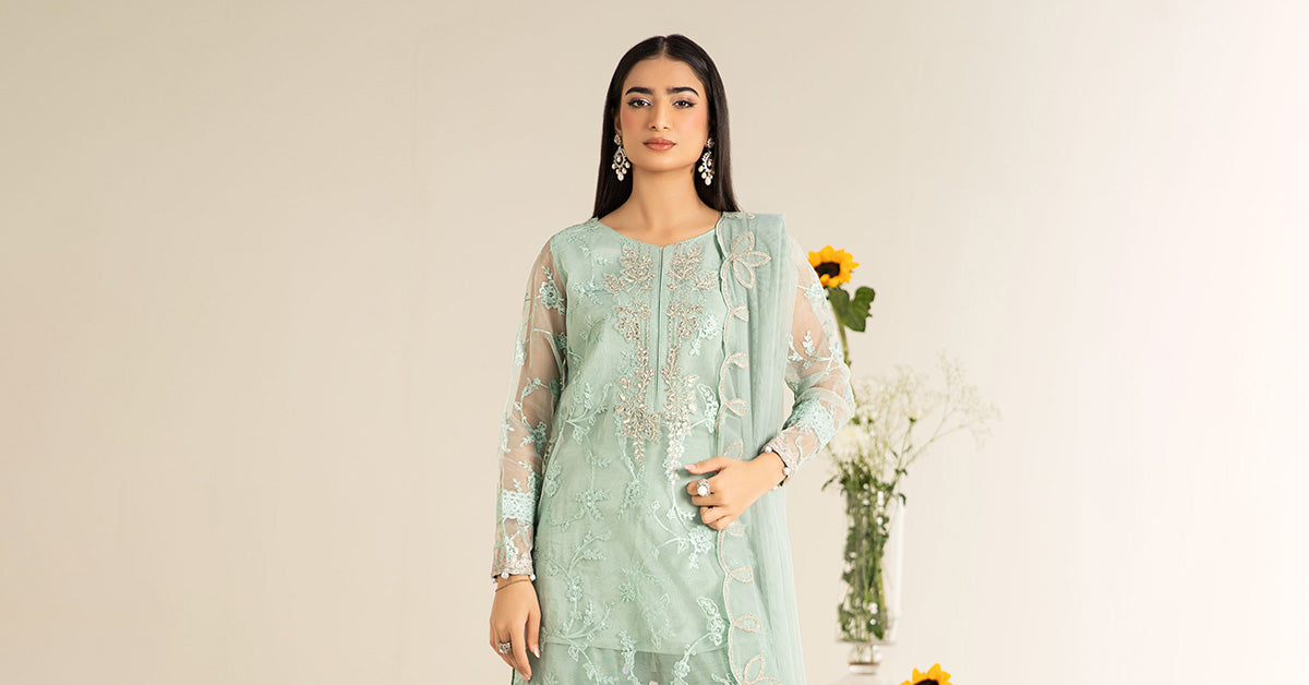 3 Piece Embroidered Cotton Silk Suit | DW-EF25-17