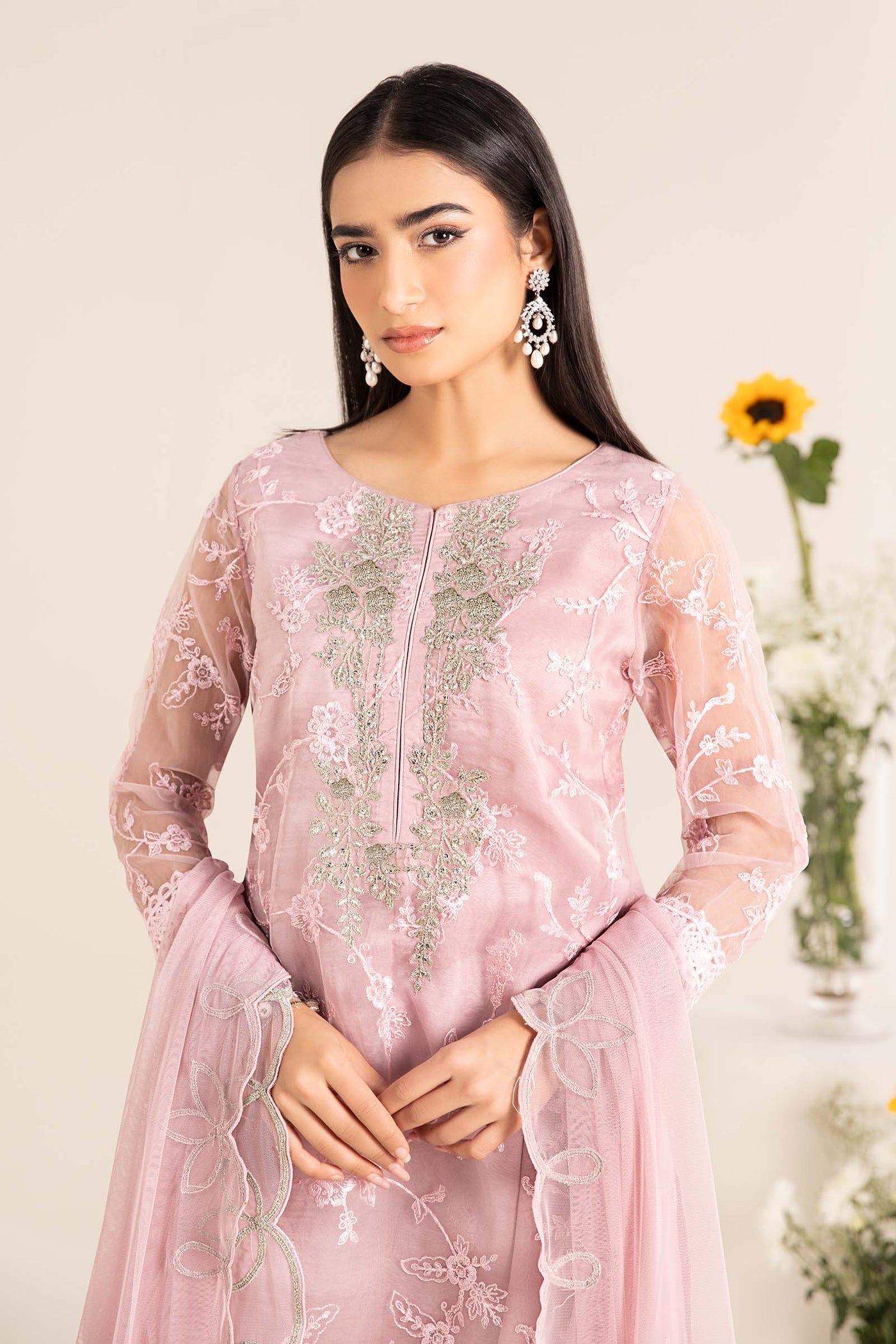 3 Piece Embroidered Cotton Silk Suit | DW-EF25-17