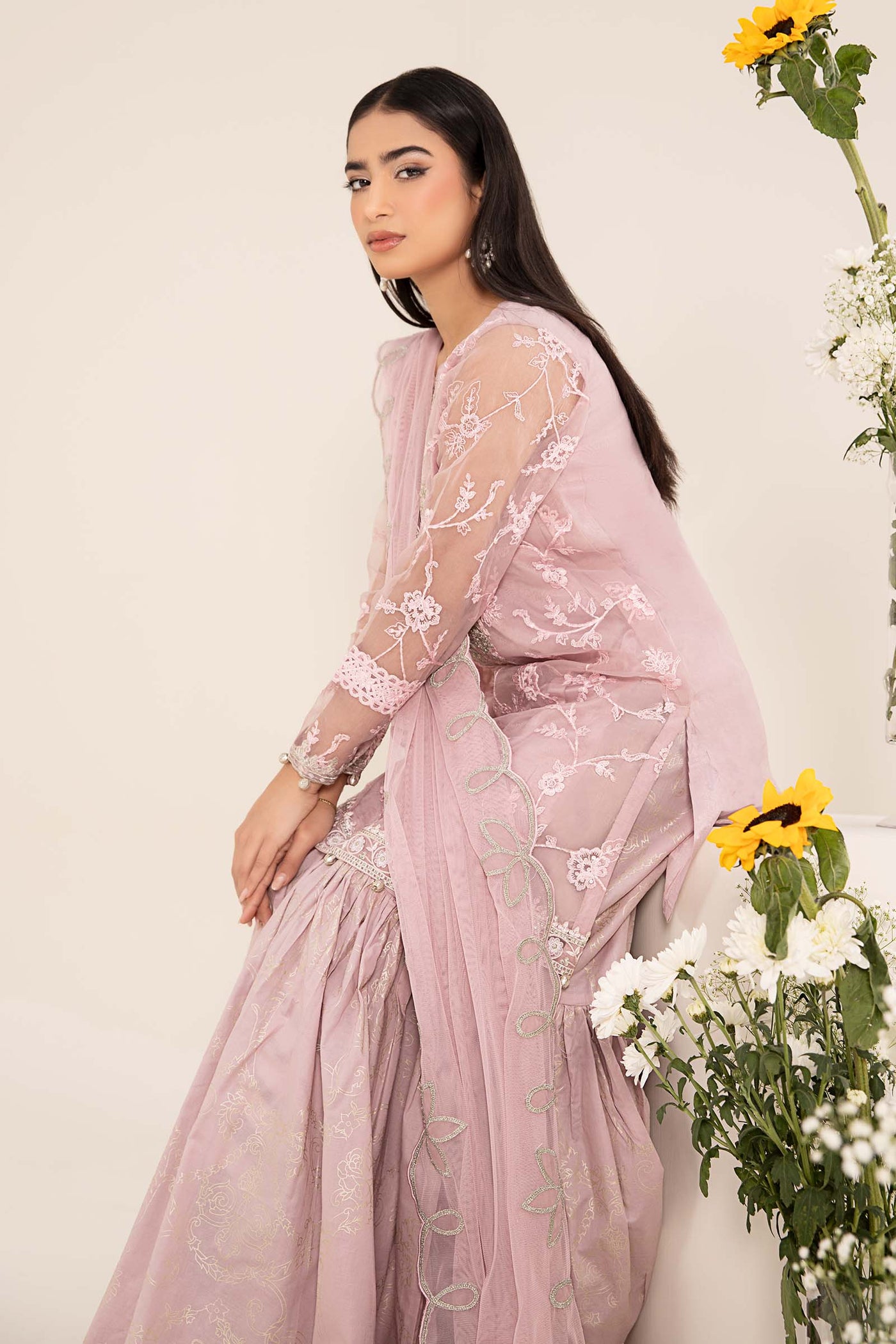 3 Piece Embroidered Cotton Silk Suit | DW-EF25-17