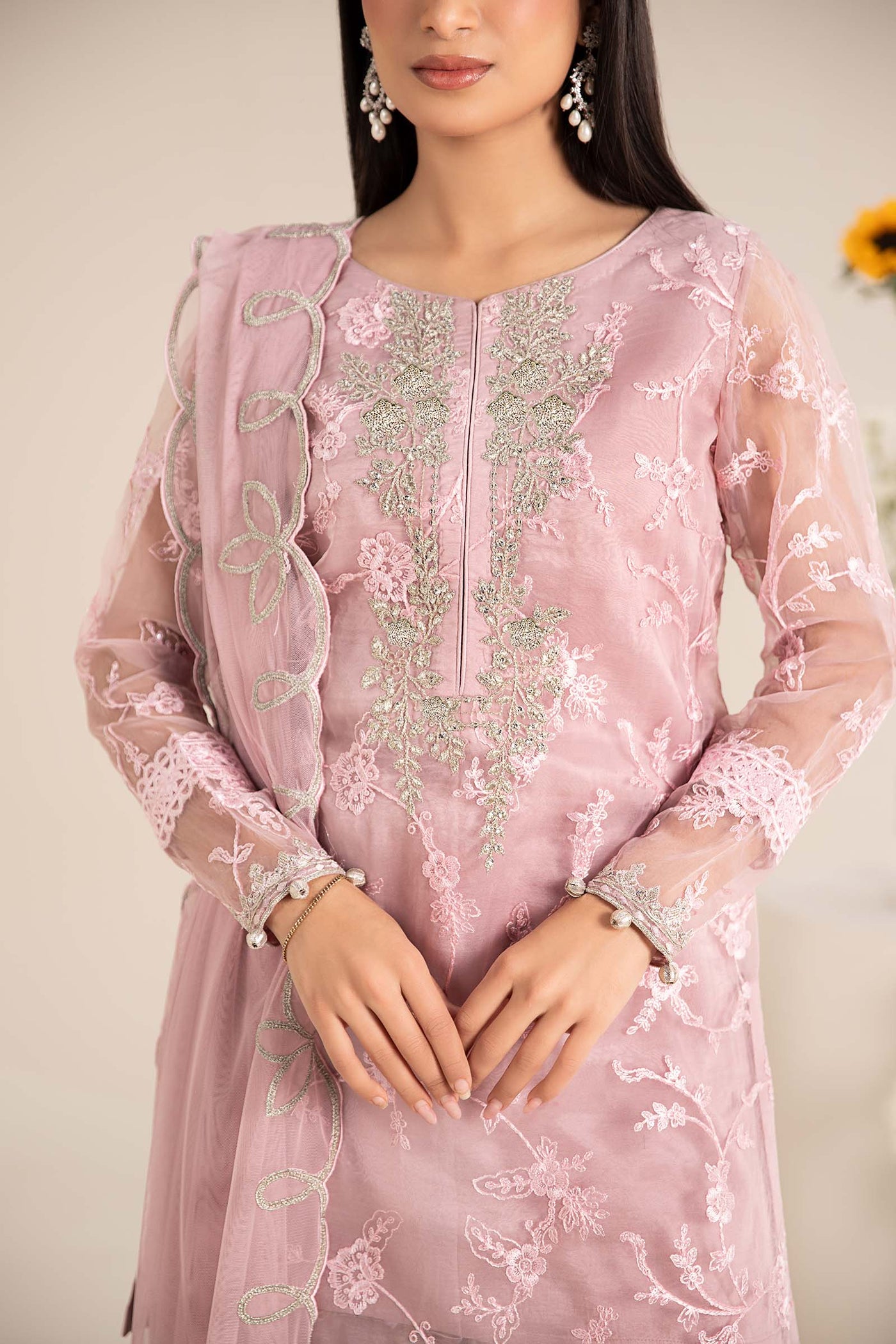 3 Piece Embroidered Cotton Silk Suit | DW-EF25-17