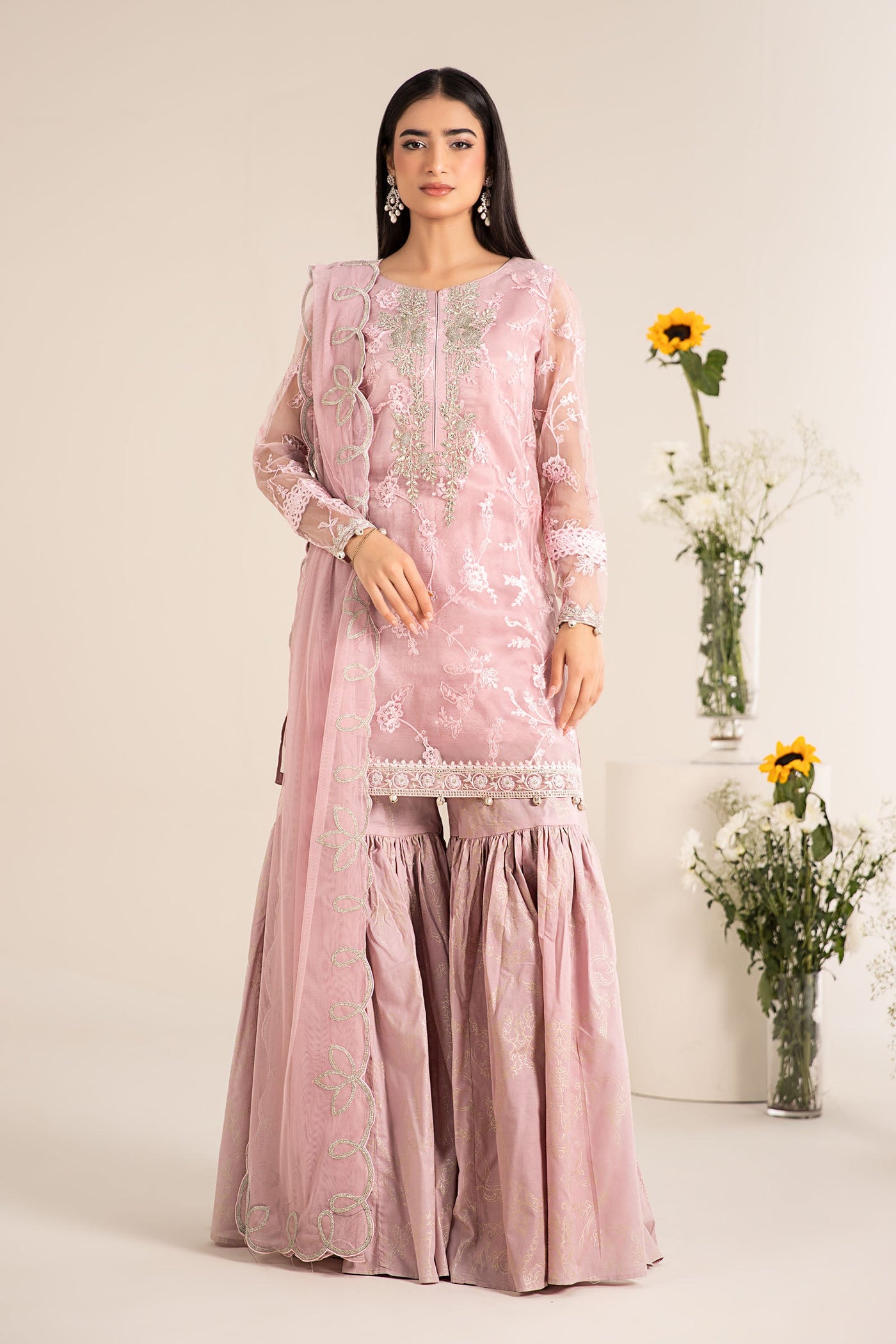 3 Piece Embroidered Cotton Silk Suit | DW-EF25-17