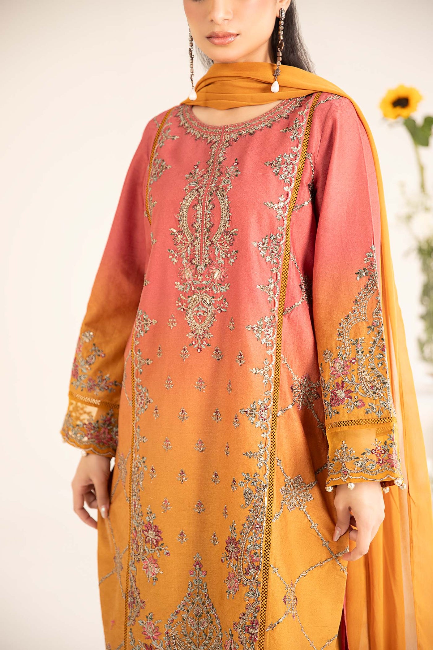 3 Piece Embroidered Self Jacquard Lawn Suit | DW-EF25-71