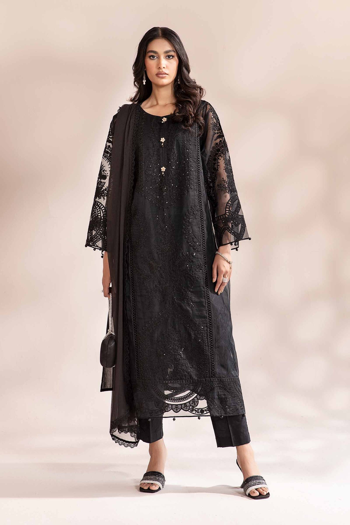 3 Piece Embroidered Organza Suit | DW-MN24-01