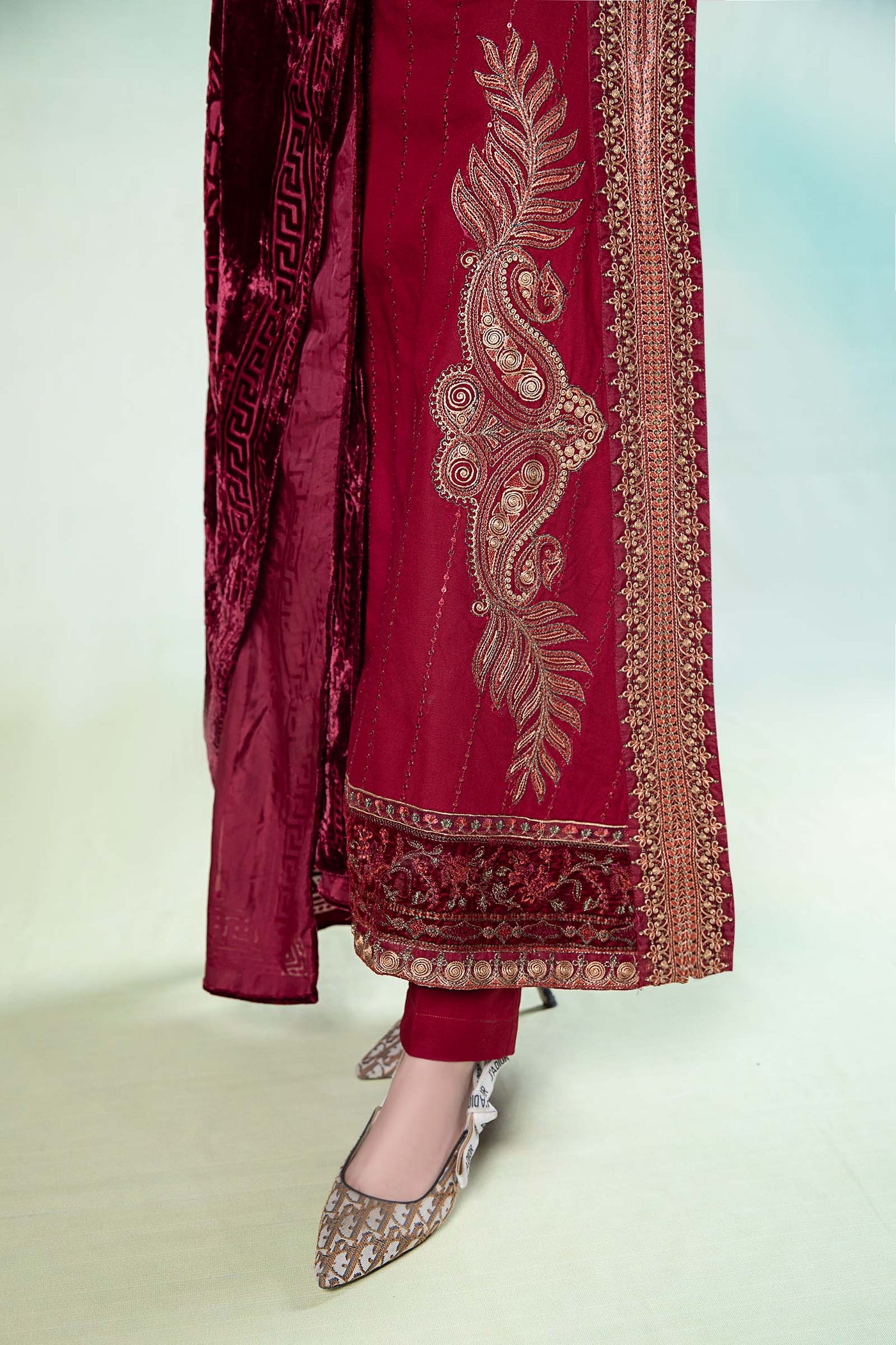 3 Piece Embroidered Khaddar Suit | DW-W24-146