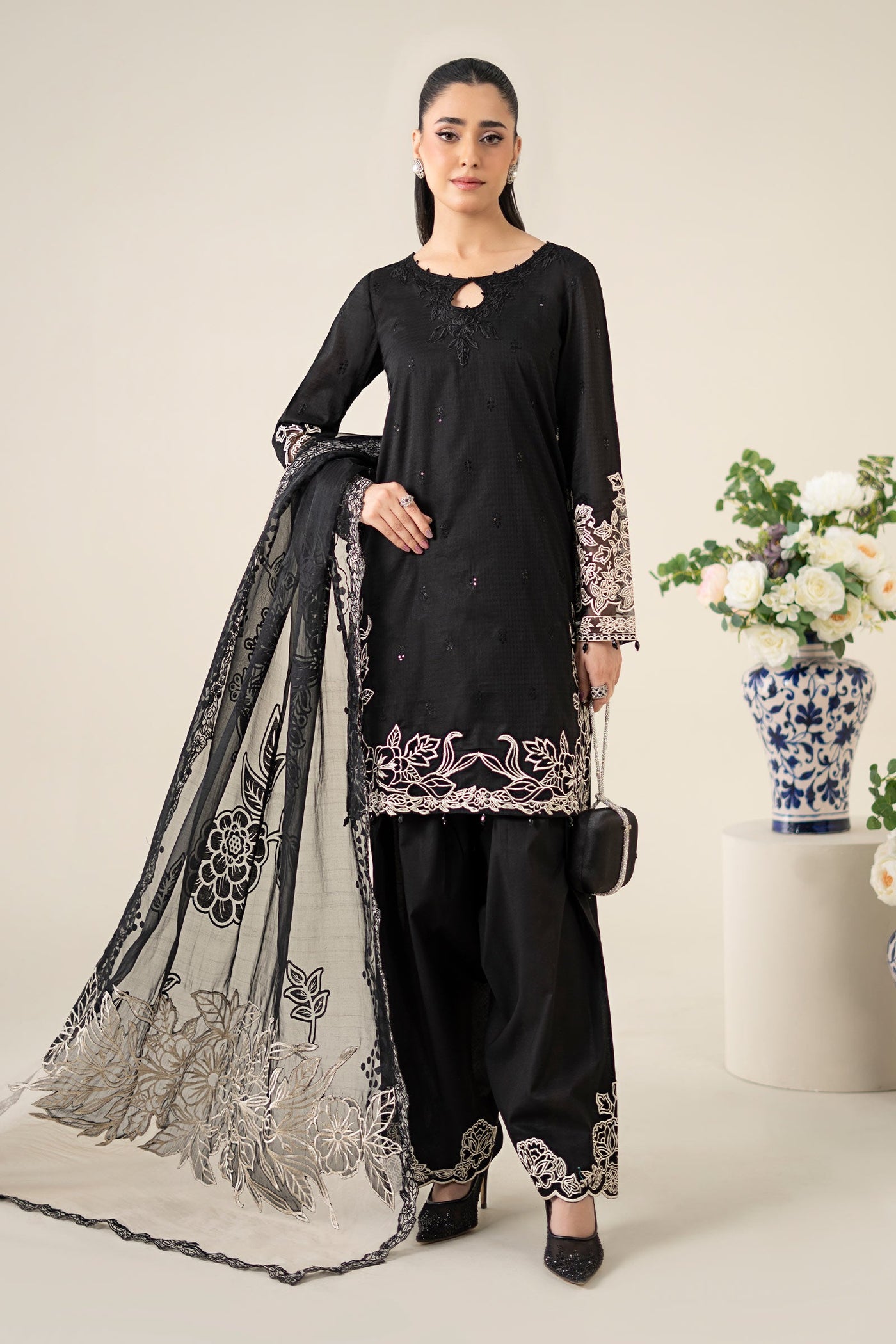 3 Piece Embroidered Dobby Suit |  DW-EA25-67
