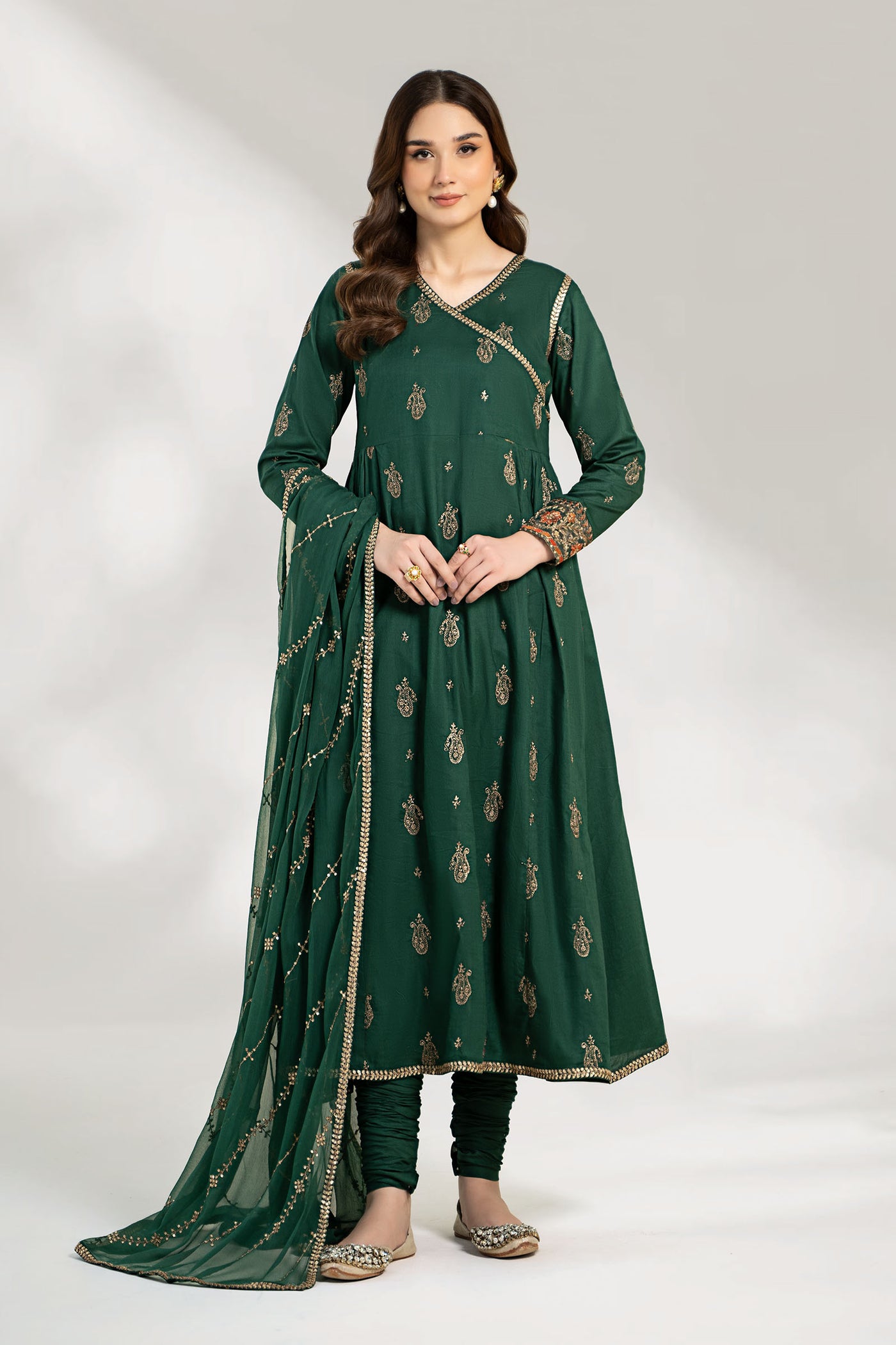 3 Piece Embroidered Cotton Net Suit | DW-EF23-85R1