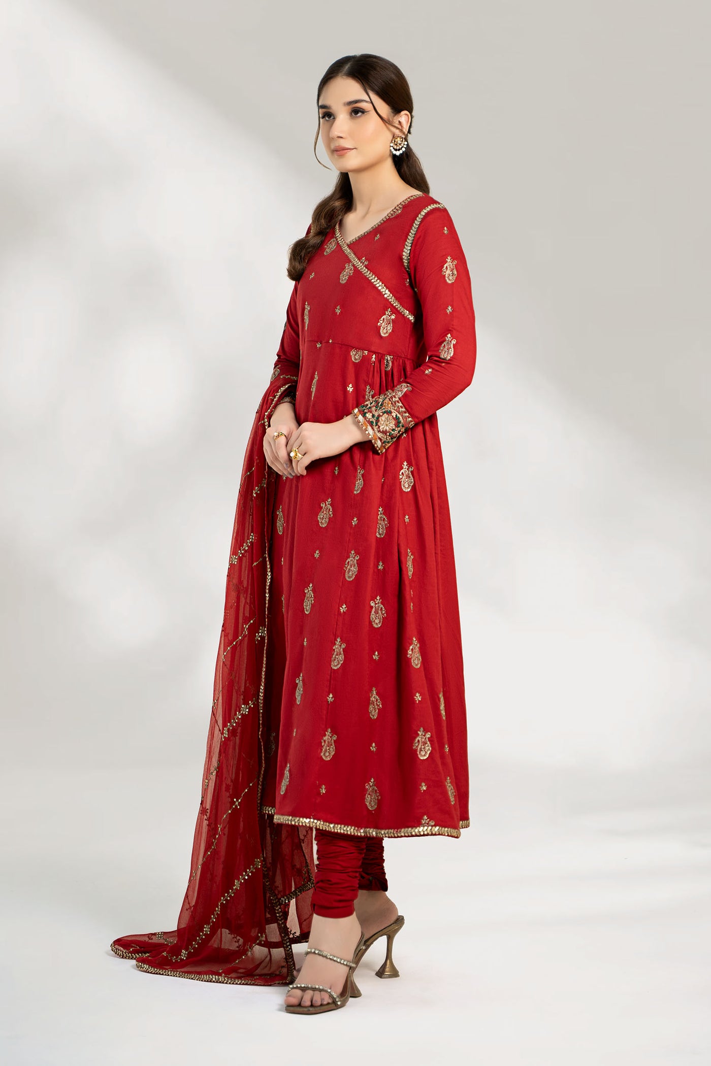 3 Piece Embroidered Cotton Net Suit | DW-EF23-85R1