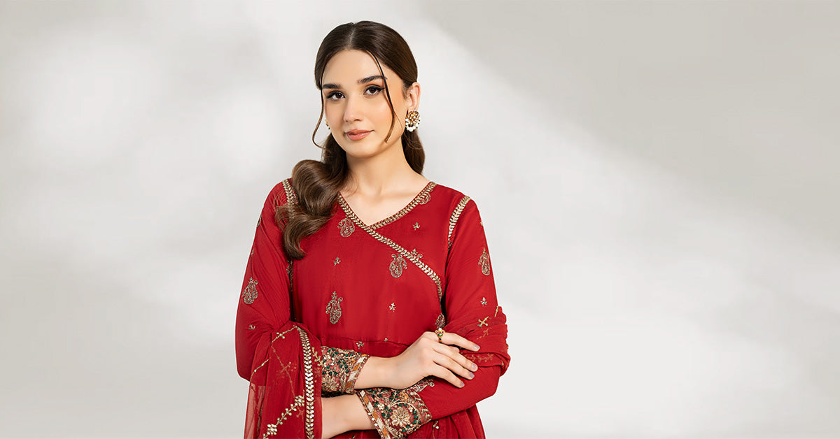 3 Piece Embroidered Cotton Net Suit | DW-EF23-85R1