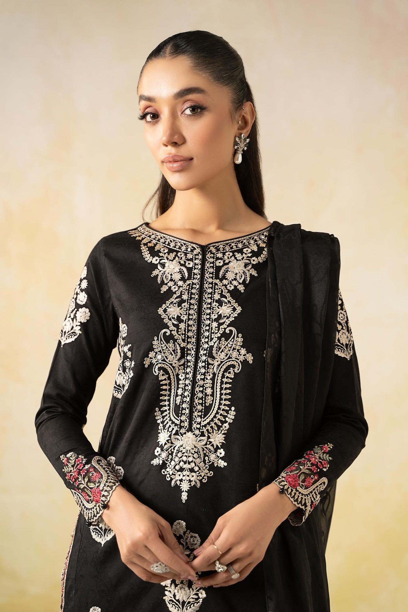 3 Piece Embroidered Self Jacquard Lawn Suit | DW-EF25-03