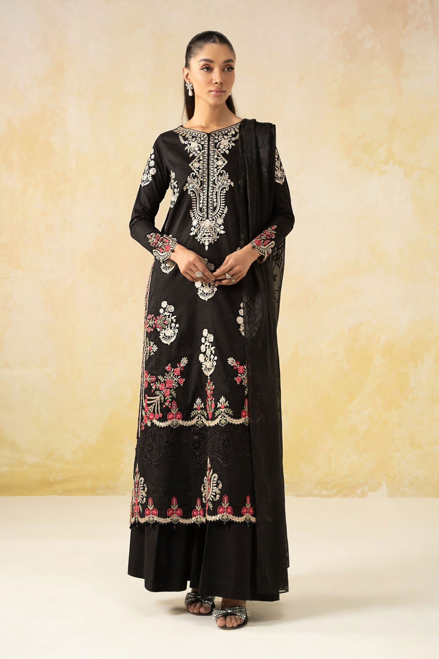 3 Piece Embroidered Self Jacquard Lawn Suit | DW-EF25-03