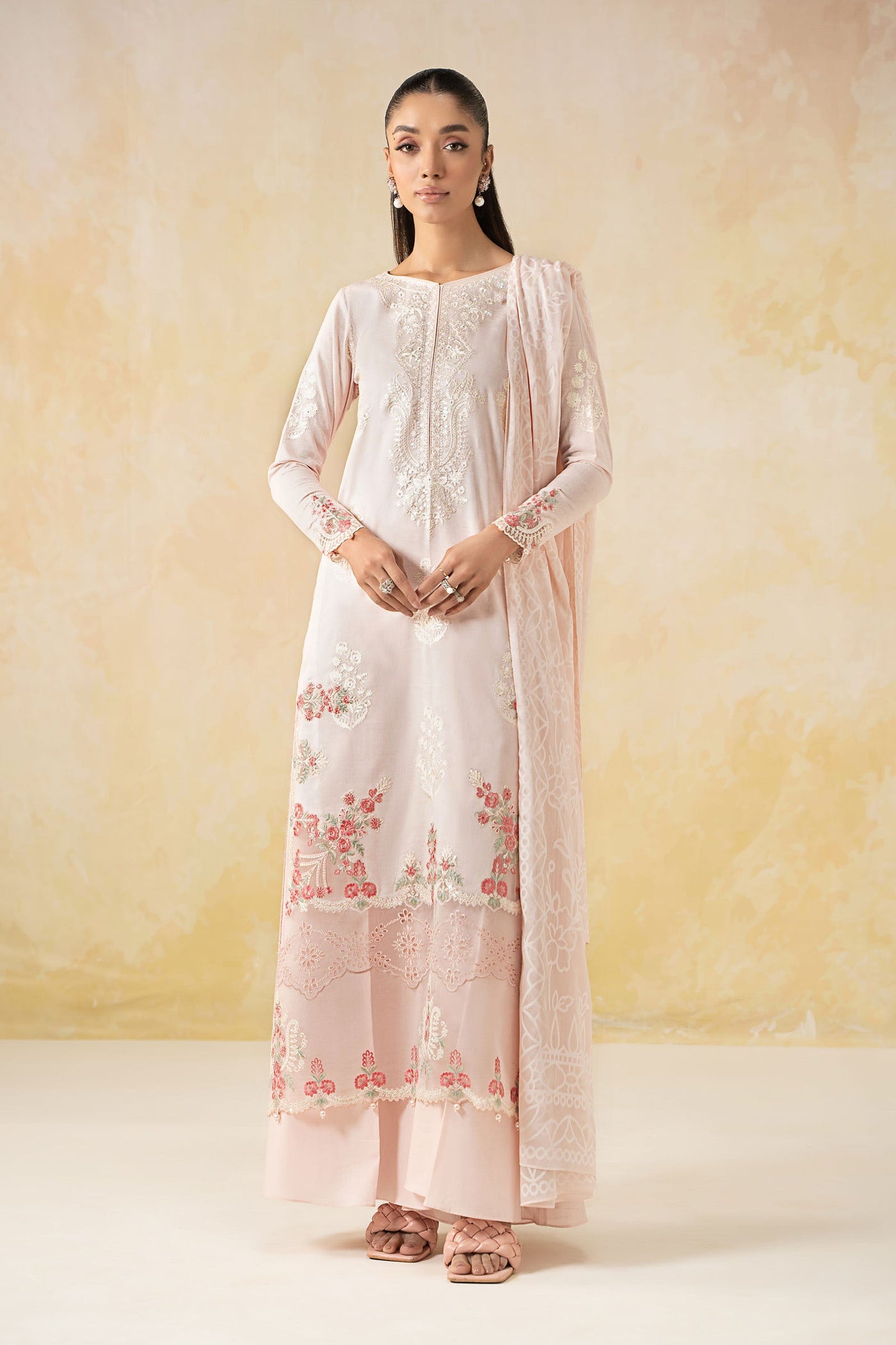 3 Piece Embroidered Self Jacquard Lawn Suit | DW-EF25-03