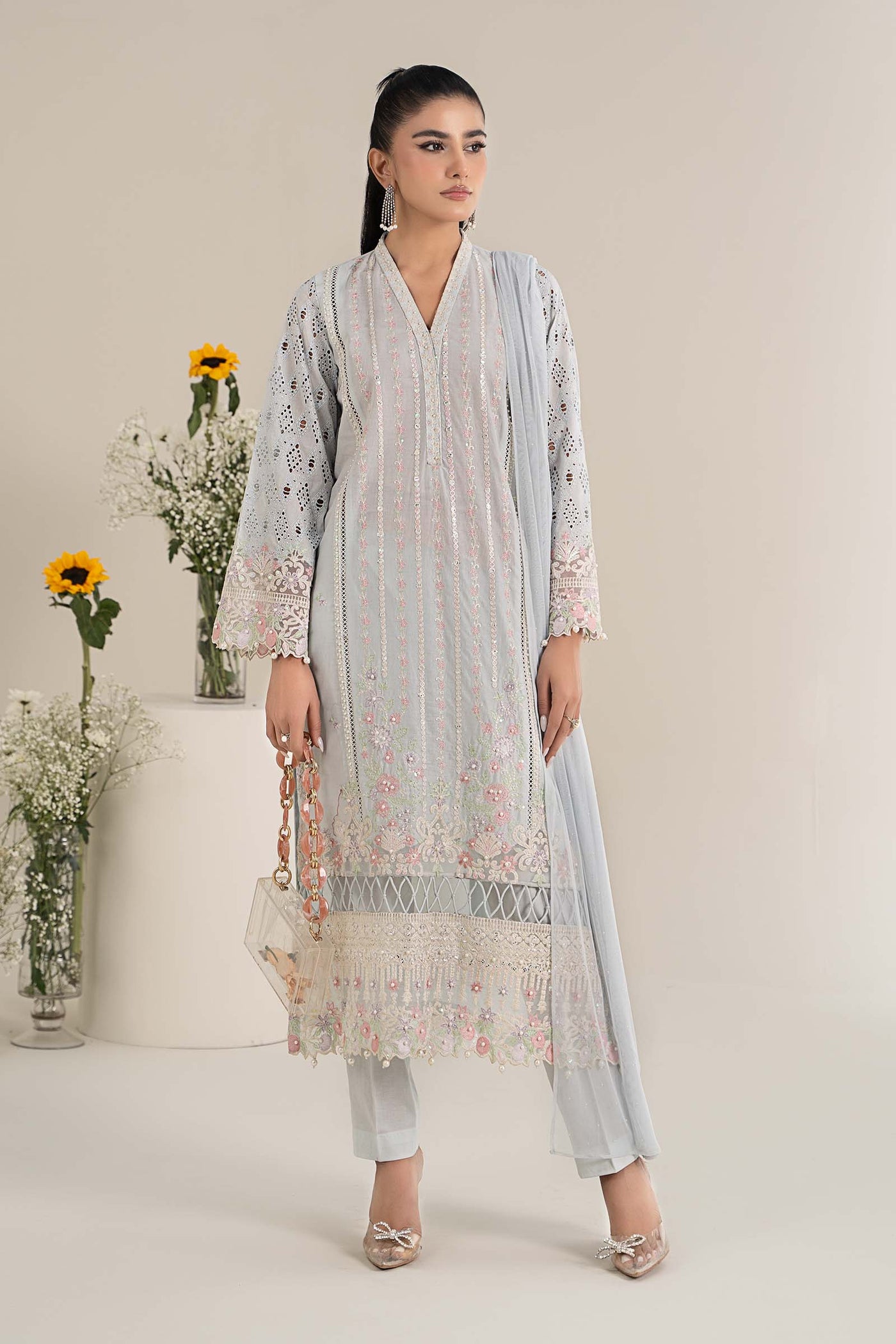 3 Piece Embroidered Lawn Suit | DW-EF25-07