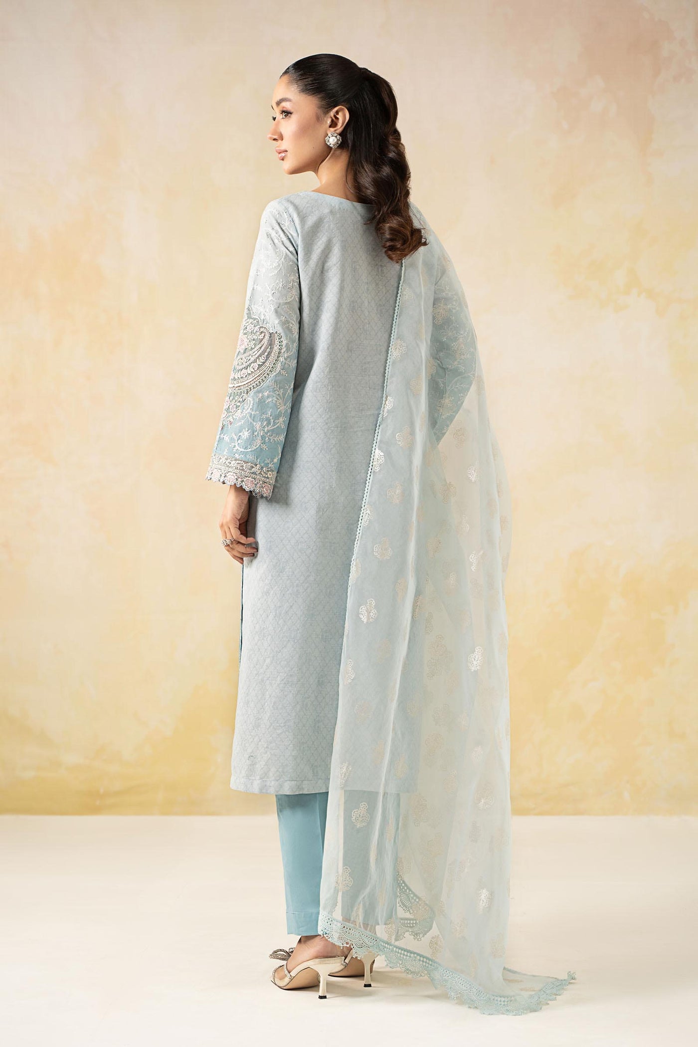 3 Piece Embroidered Self Jacquard Lawn Suit | DW-EF25-13