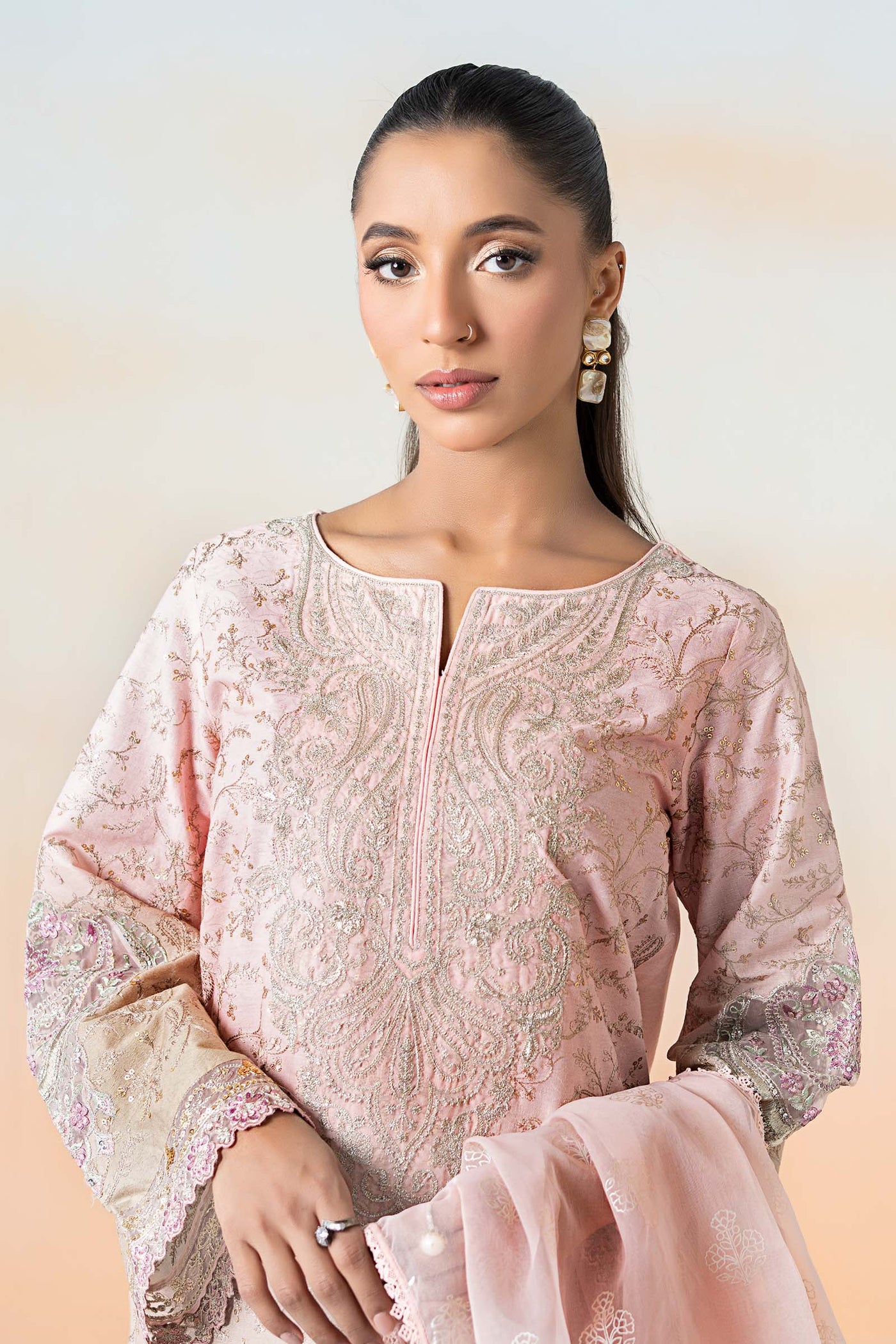 3 Piece Embroidered Self Jacquard Lawn Suit | DW-EF25-13