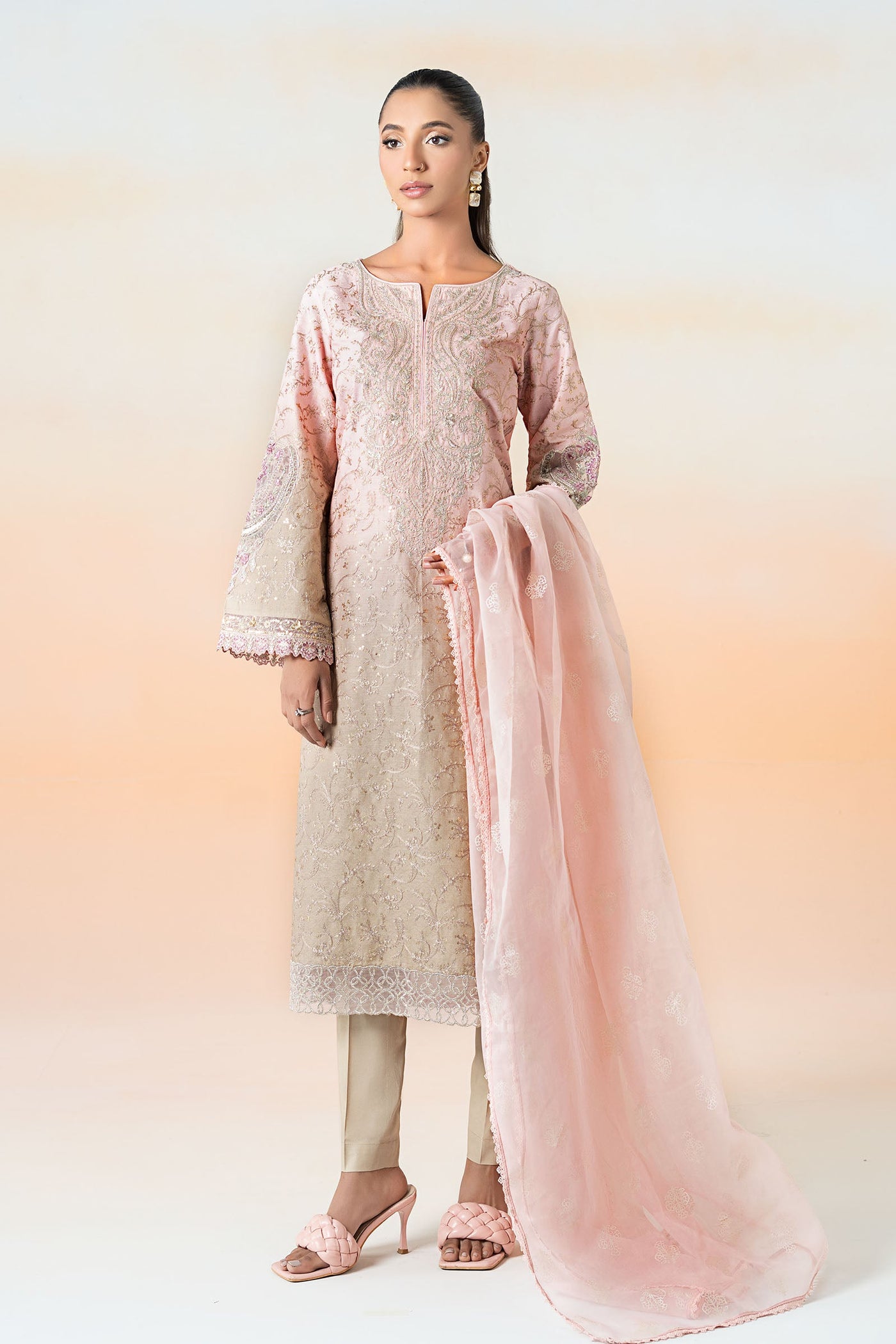 3 Piece Embroidered Self Jacquard Lawn Suit | DW-EF25-13