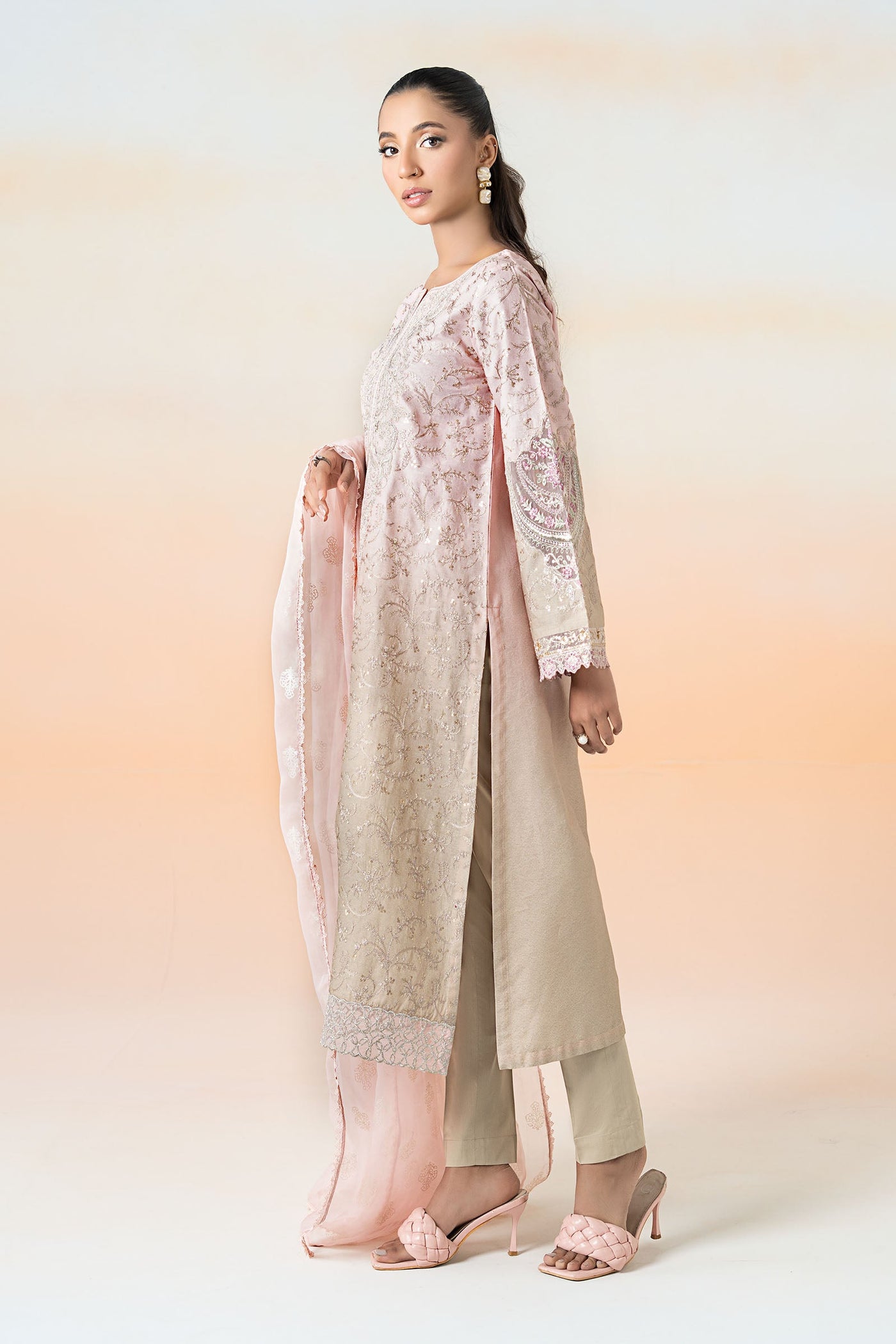 3 Piece Embroidered Self Jacquard Lawn Suit | DW-EF25-13