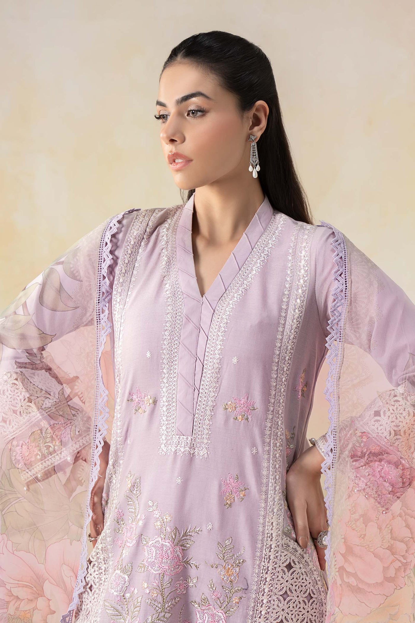 3 Piece Embroidered Dobby Lawn Suit | DW-EF25-151