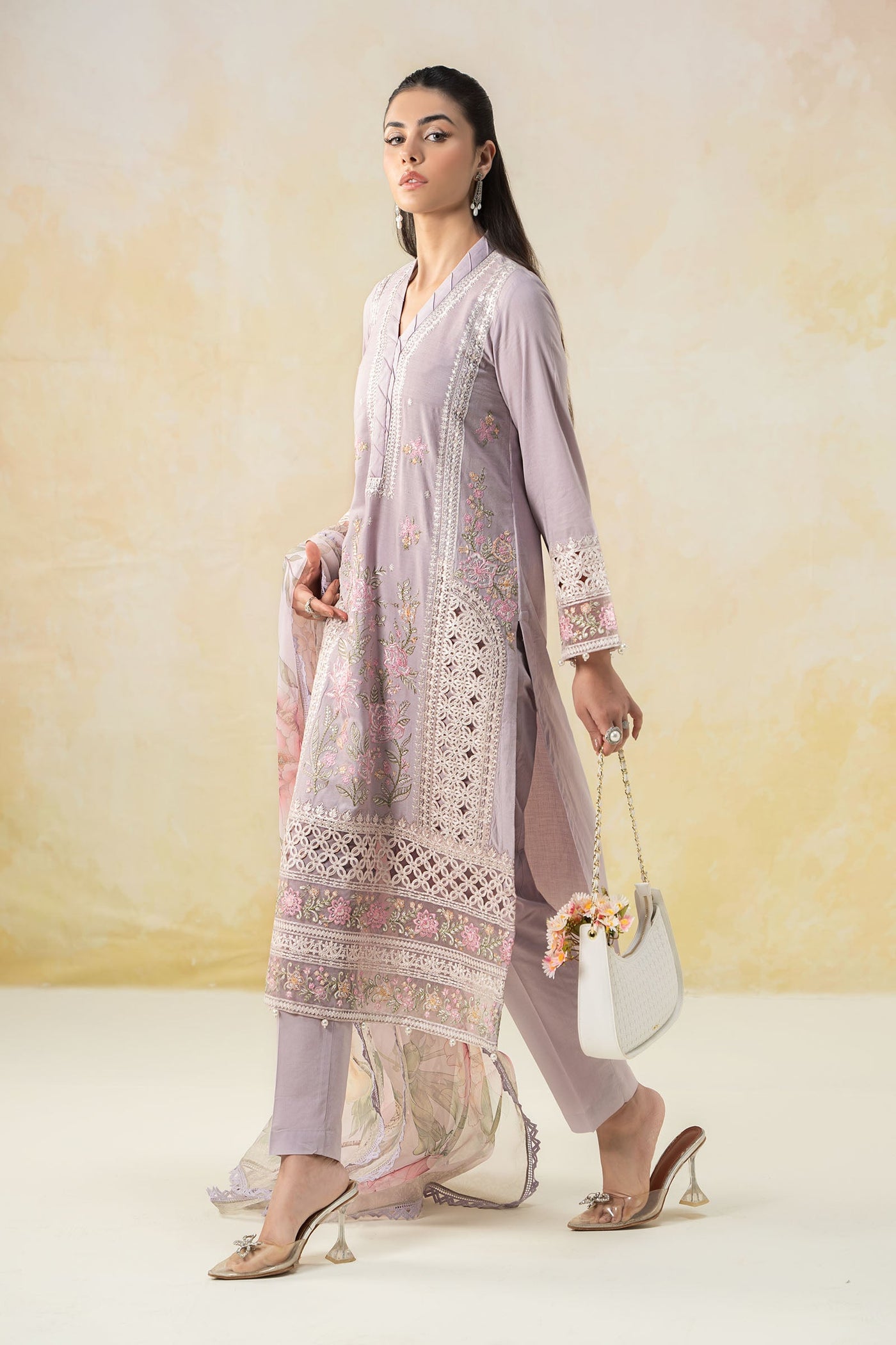 3 Piece Embroidered Dobby Lawn Suit | DW-EF25-151