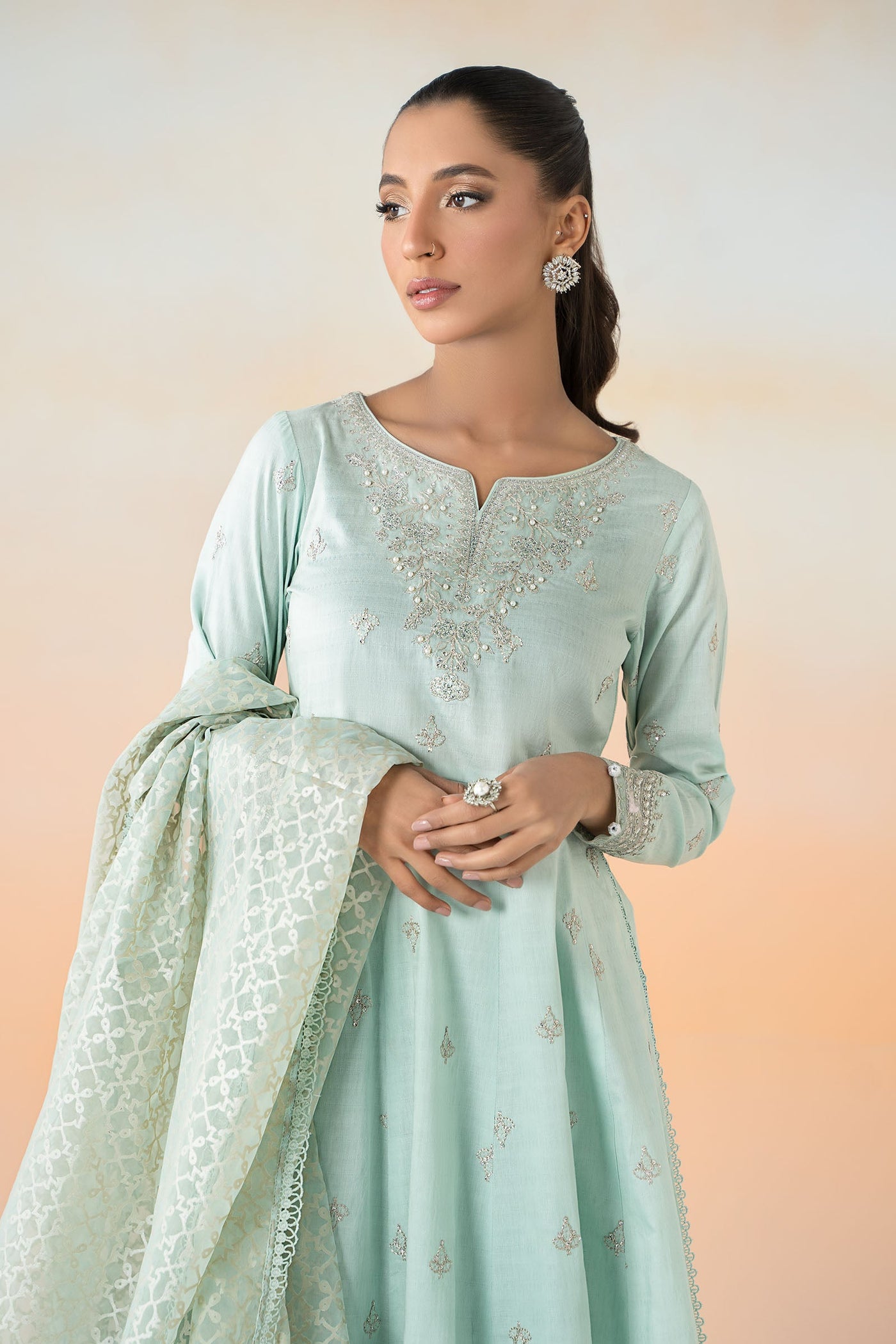 3 Piece Embroidered Dobby Lawn Suit | DW-EF25-30