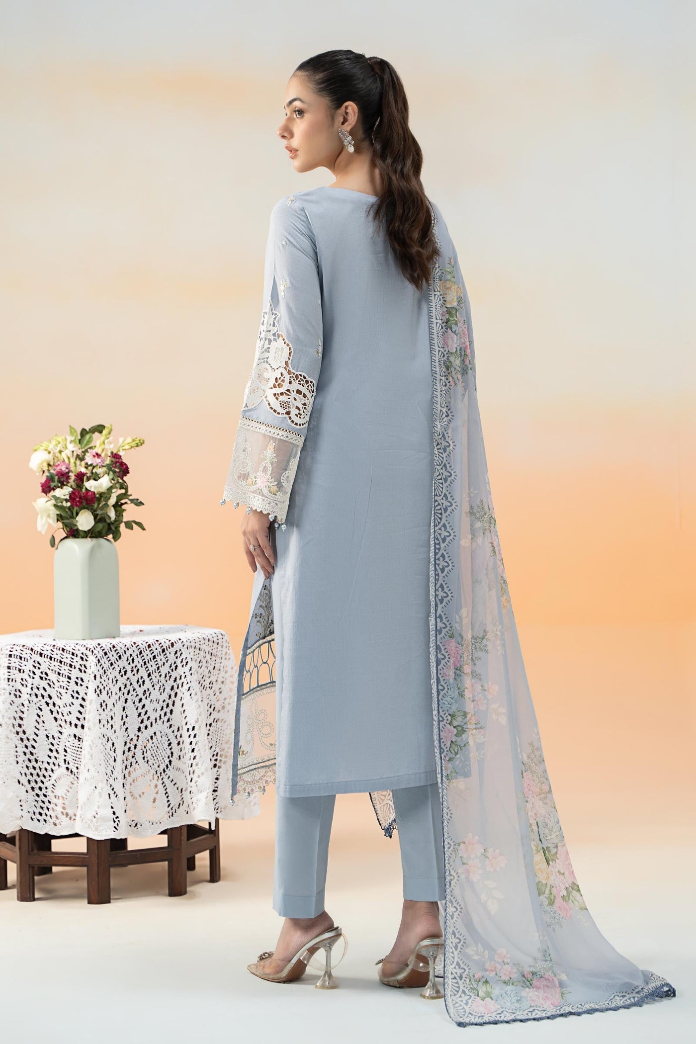 3 Piece Embroidered Dobby Lawn Suit | DW-EF25-35