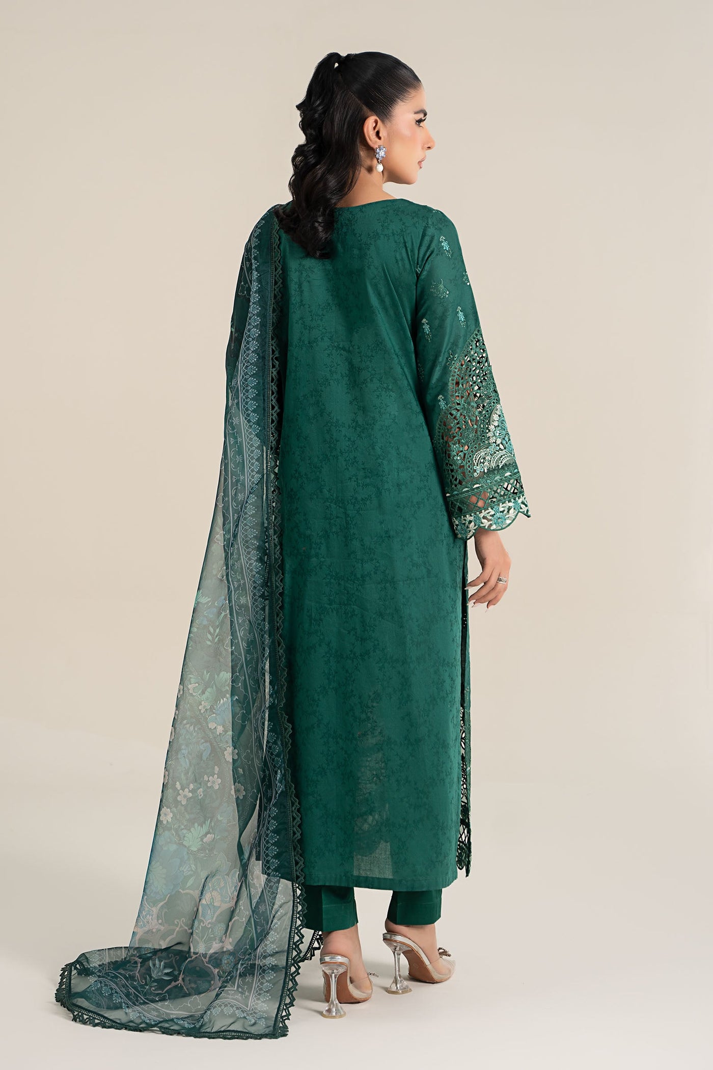 3 Piece Embroidered Self Jacquard Lawn Suit | DW-EF25-47