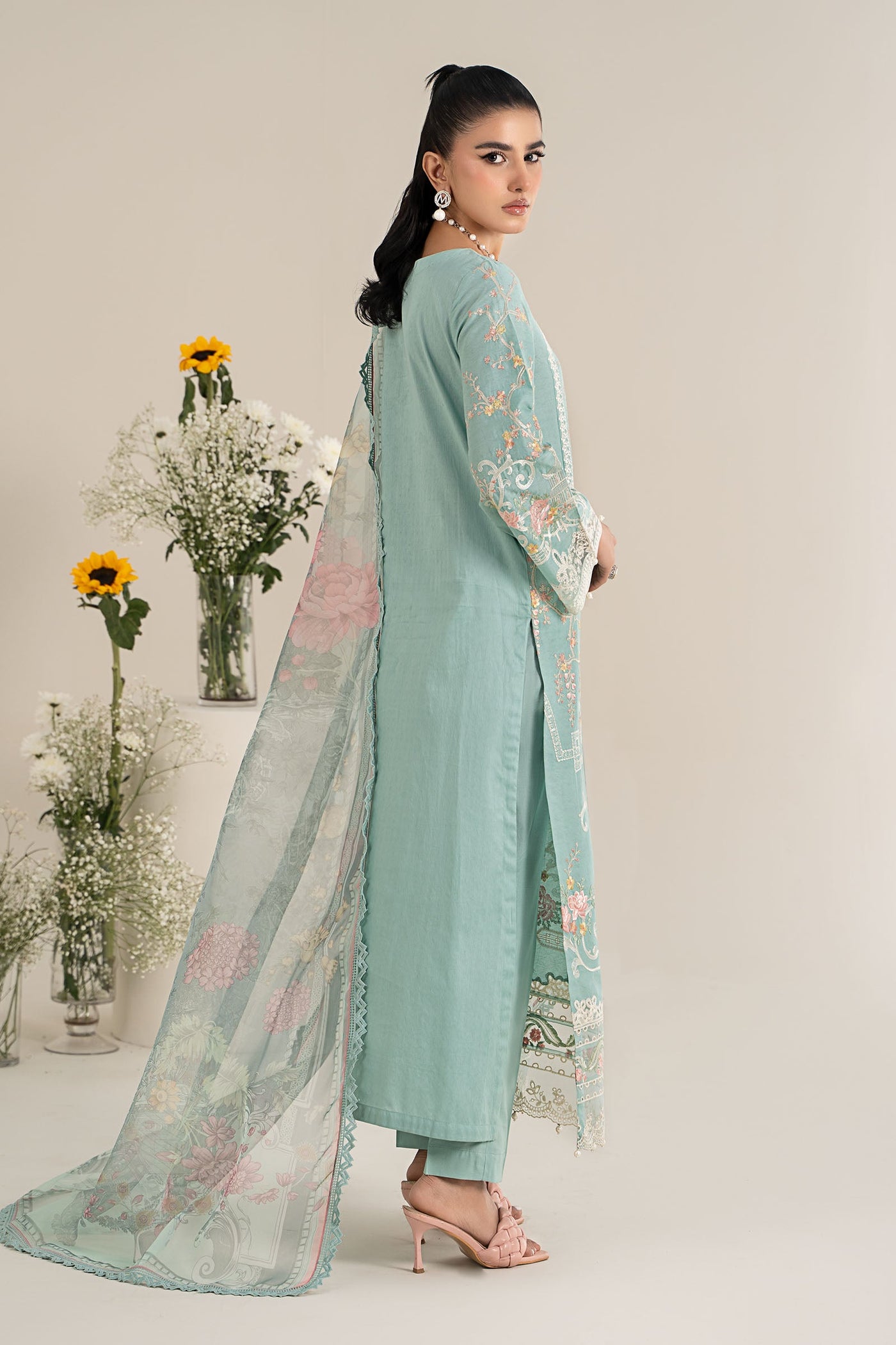 3 Piece Embroidered Self Jacquard Lawn Suit | DW-EF25-49