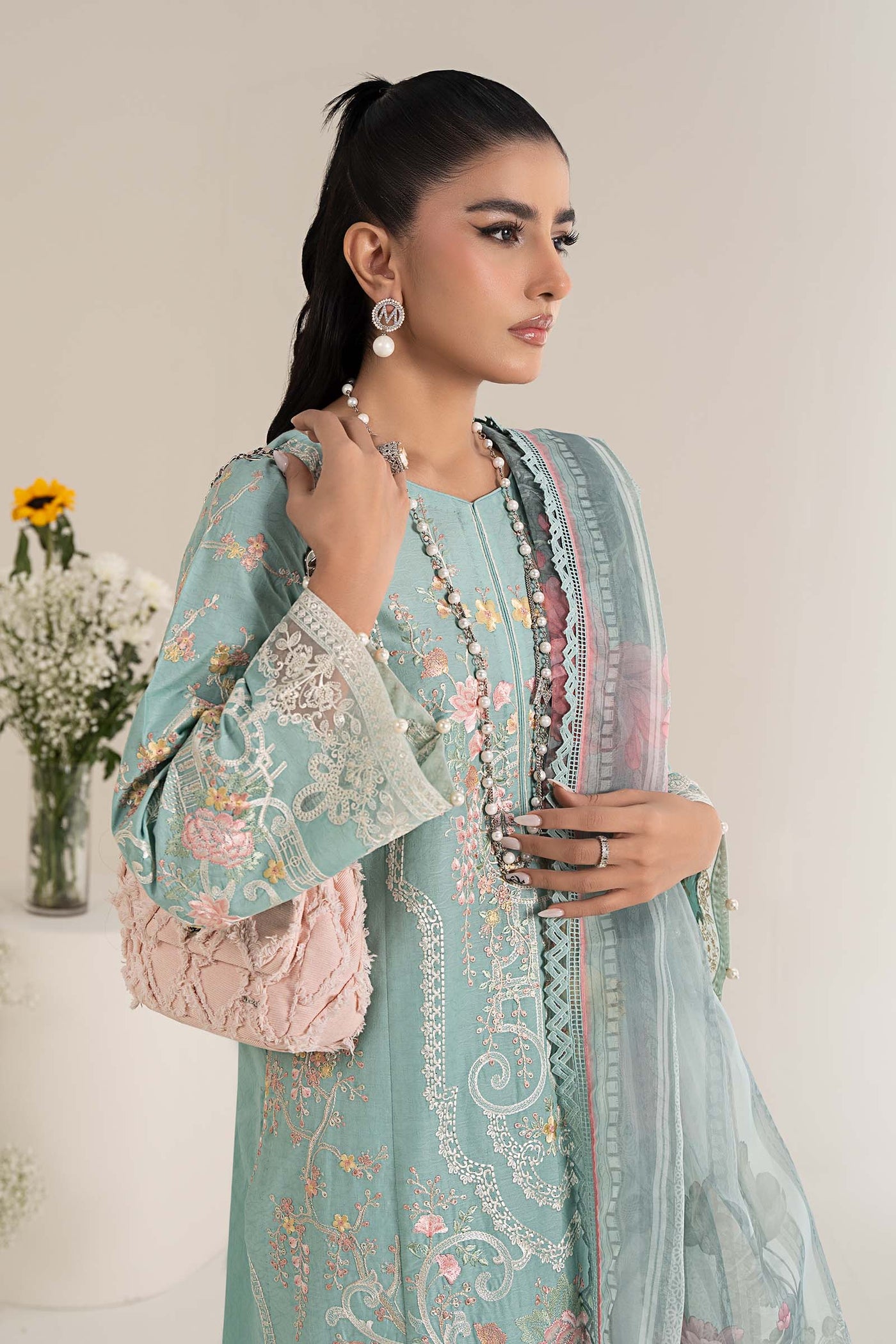 3 Piece Embroidered Self Jacquard Lawn Suit | DW-EF25-49