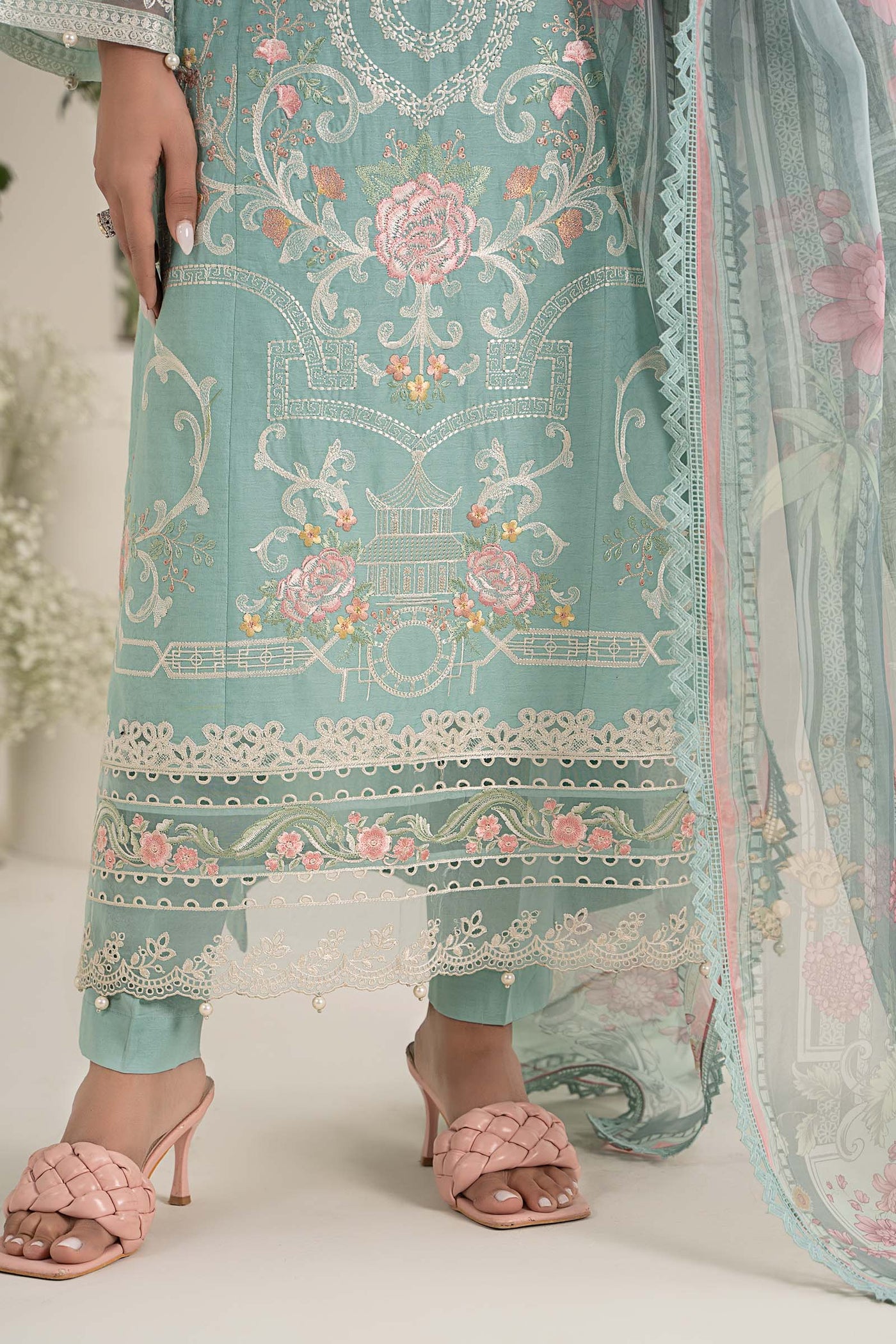 3 Piece Embroidered Self Jacquard Lawn Suit | DW-EF25-49