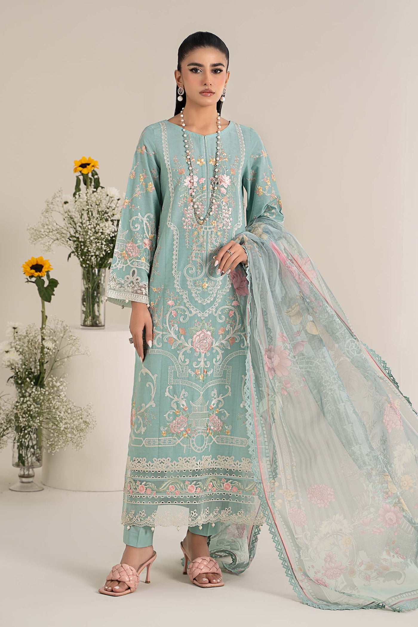 3 Piece Embroidered Self Jacquard Lawn Suit | DW-EF25-49