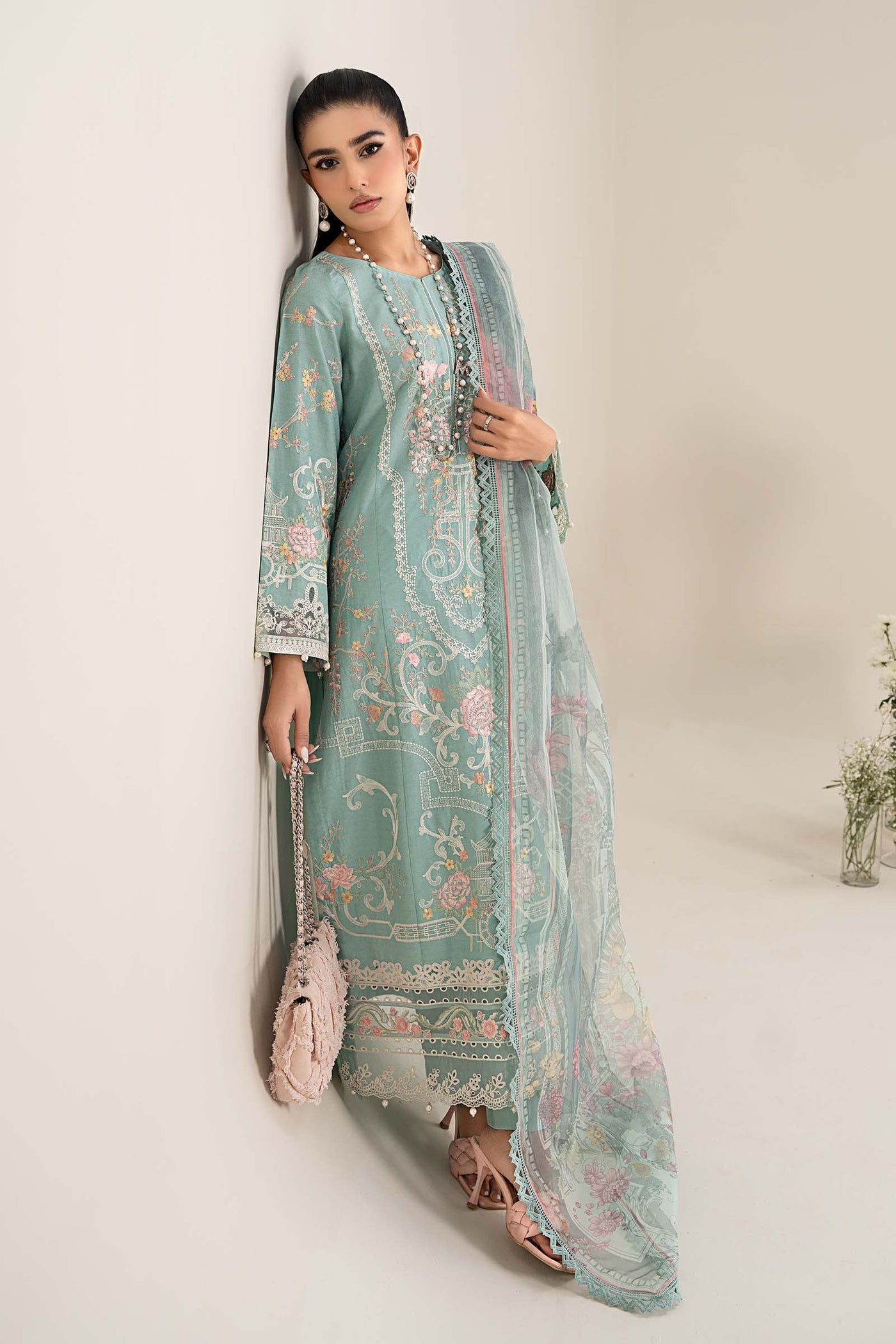 3 Piece Embroidered Self Jacquard Lawn Suit | DW-EF25-49