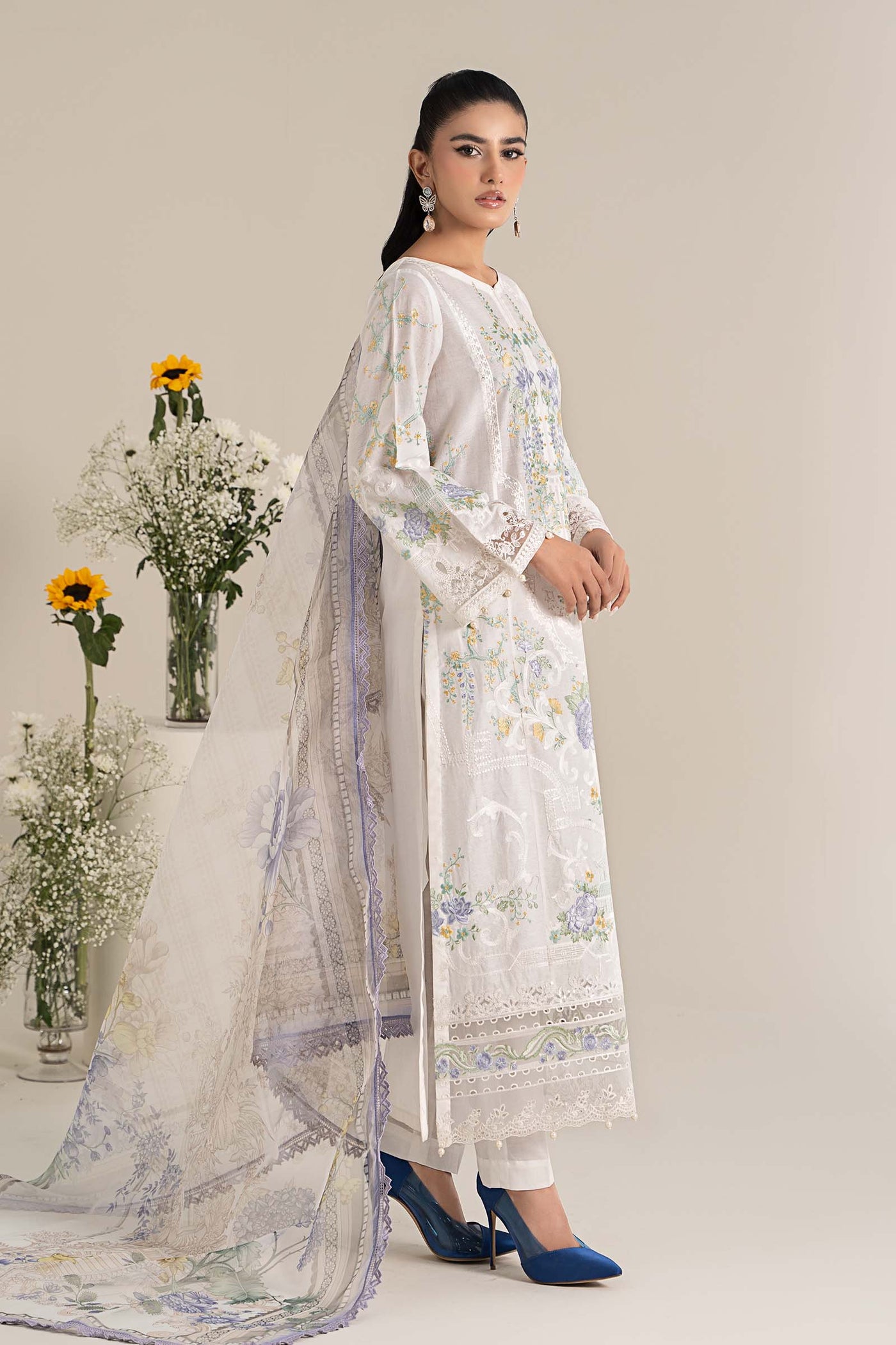 3 Piece Embroidered Self Jacquard Lawn Suit | DW-EF25-49