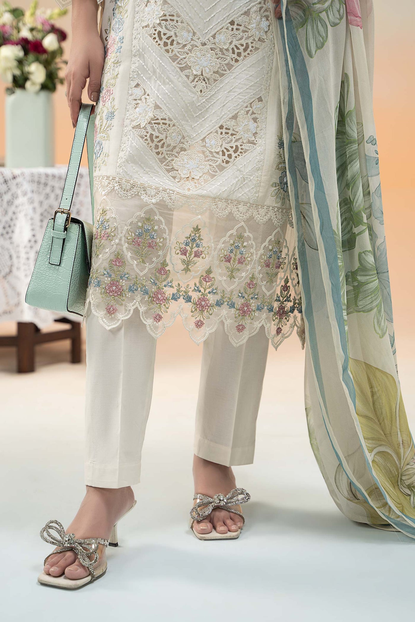 3 Piece Embroidered Dobby Lawn Suit | DW-EF25-53