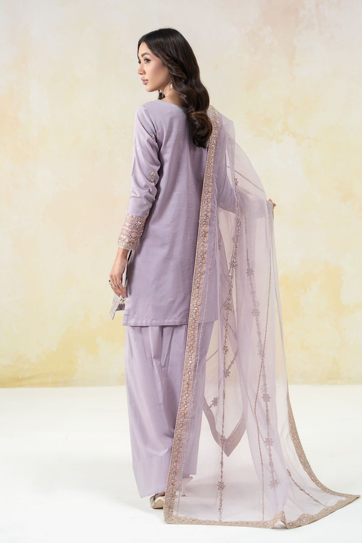 3 Piece Embroidered Dobby Lawn Suit | DW-EF25-58