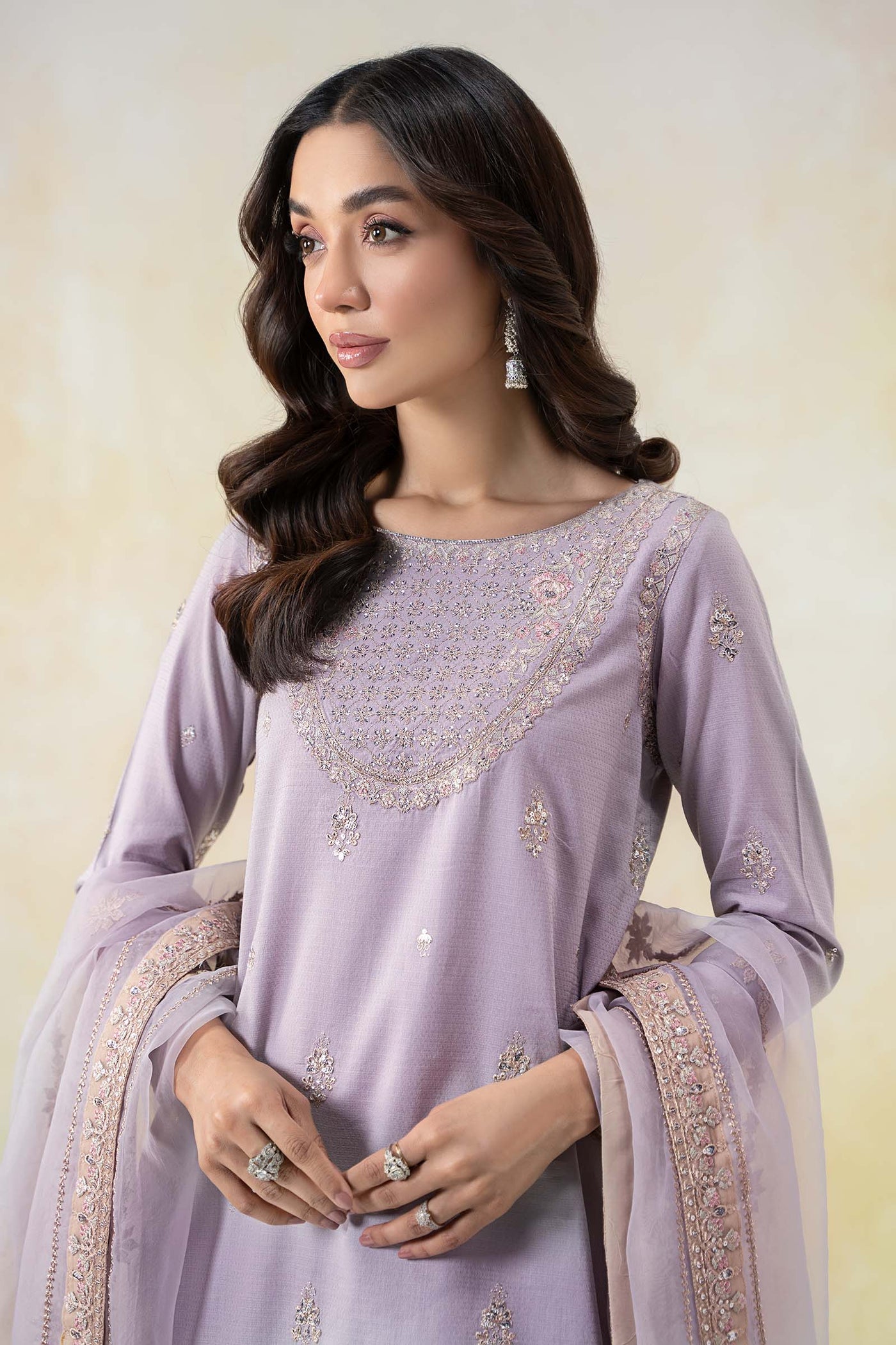 3 Piece Embroidered Dobby Lawn Suit | DW-EF25-58