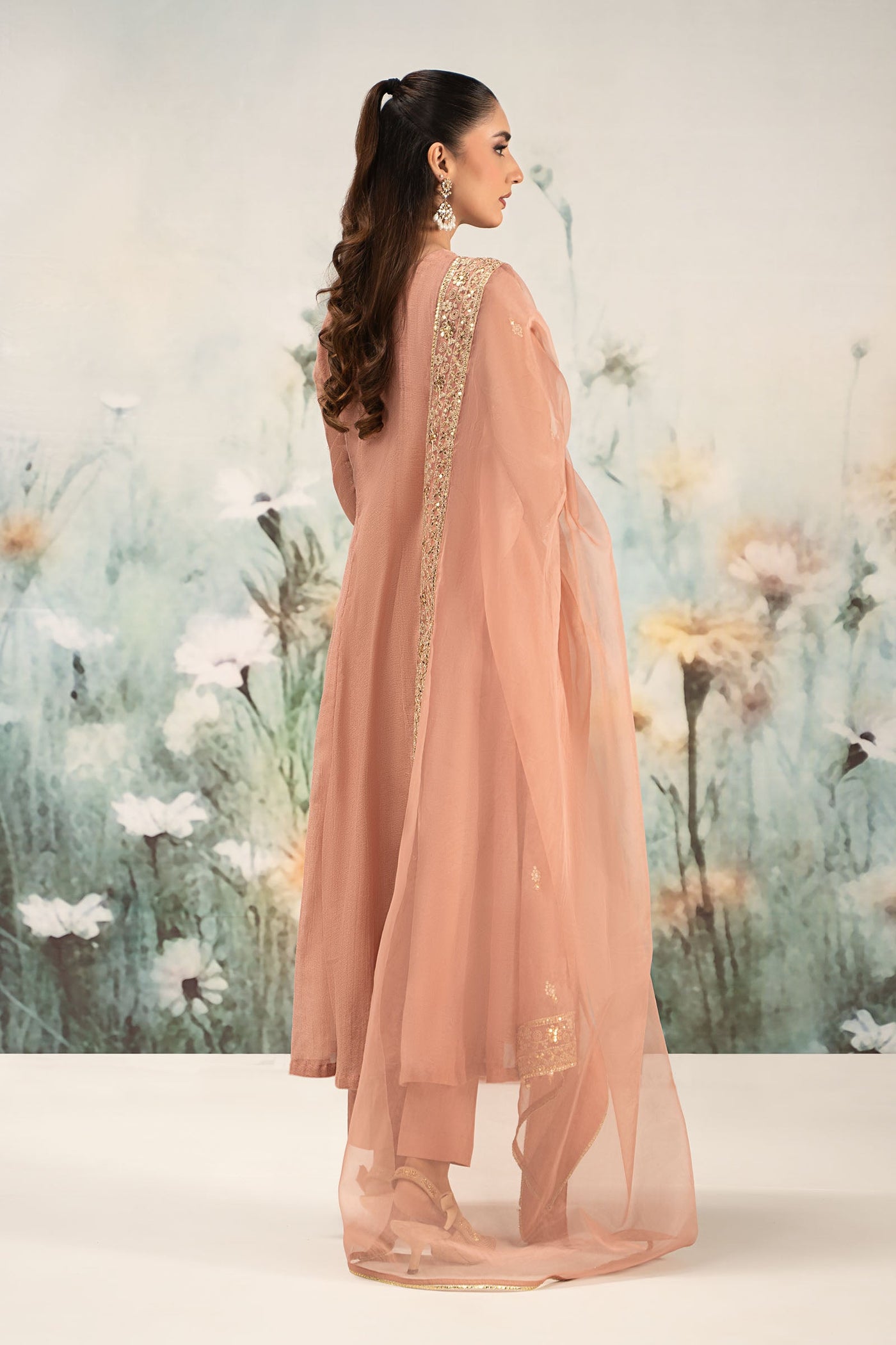 3 Piece Embroidered Cotton Net Suit | DW-EF25-88