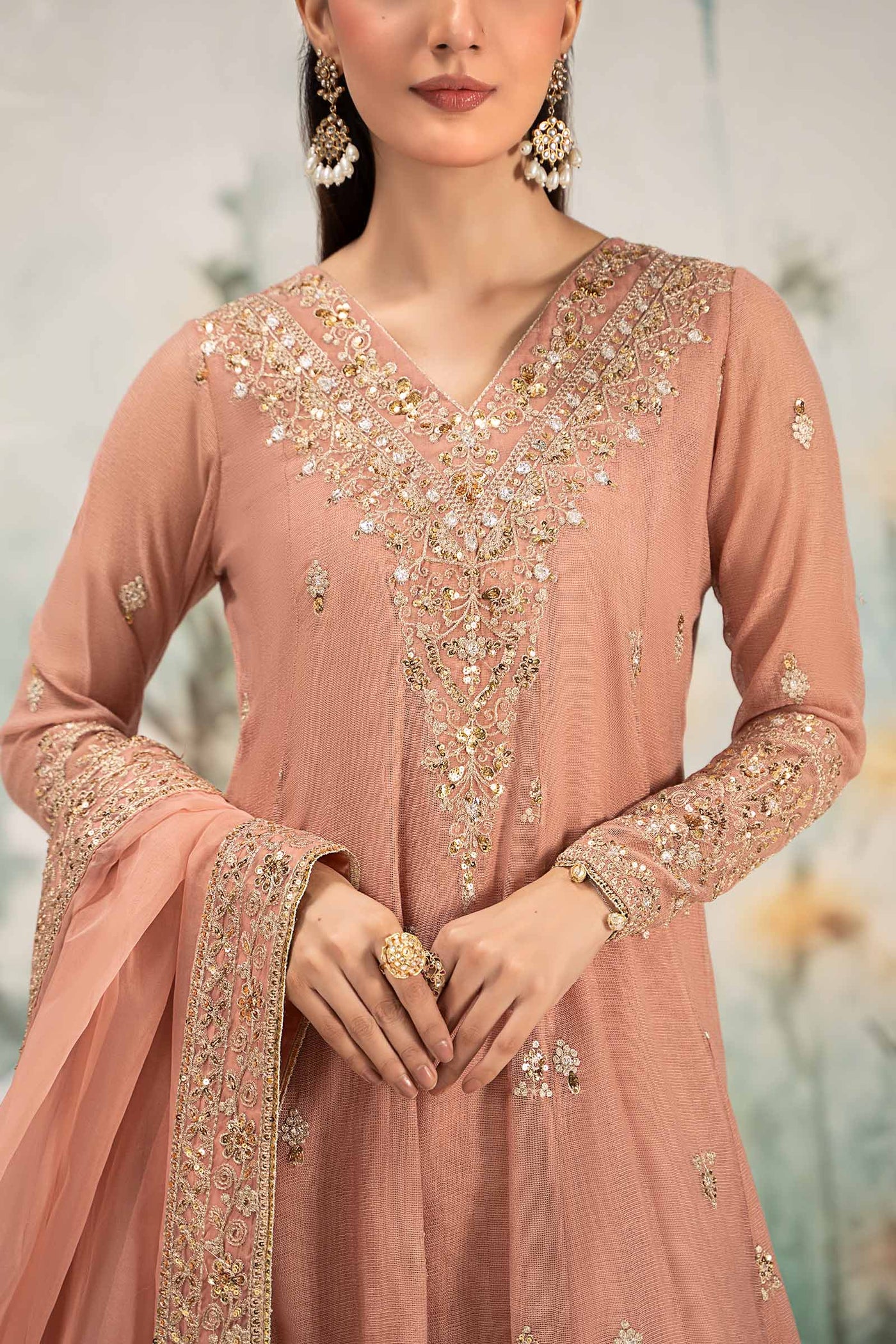 3 Piece Embroidered Cotton Net Suit | DW-EF25-88