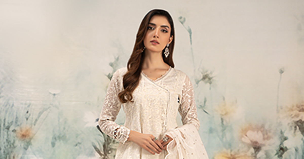 3 Piece Embroidered Organza Suit | DW-EF25-101