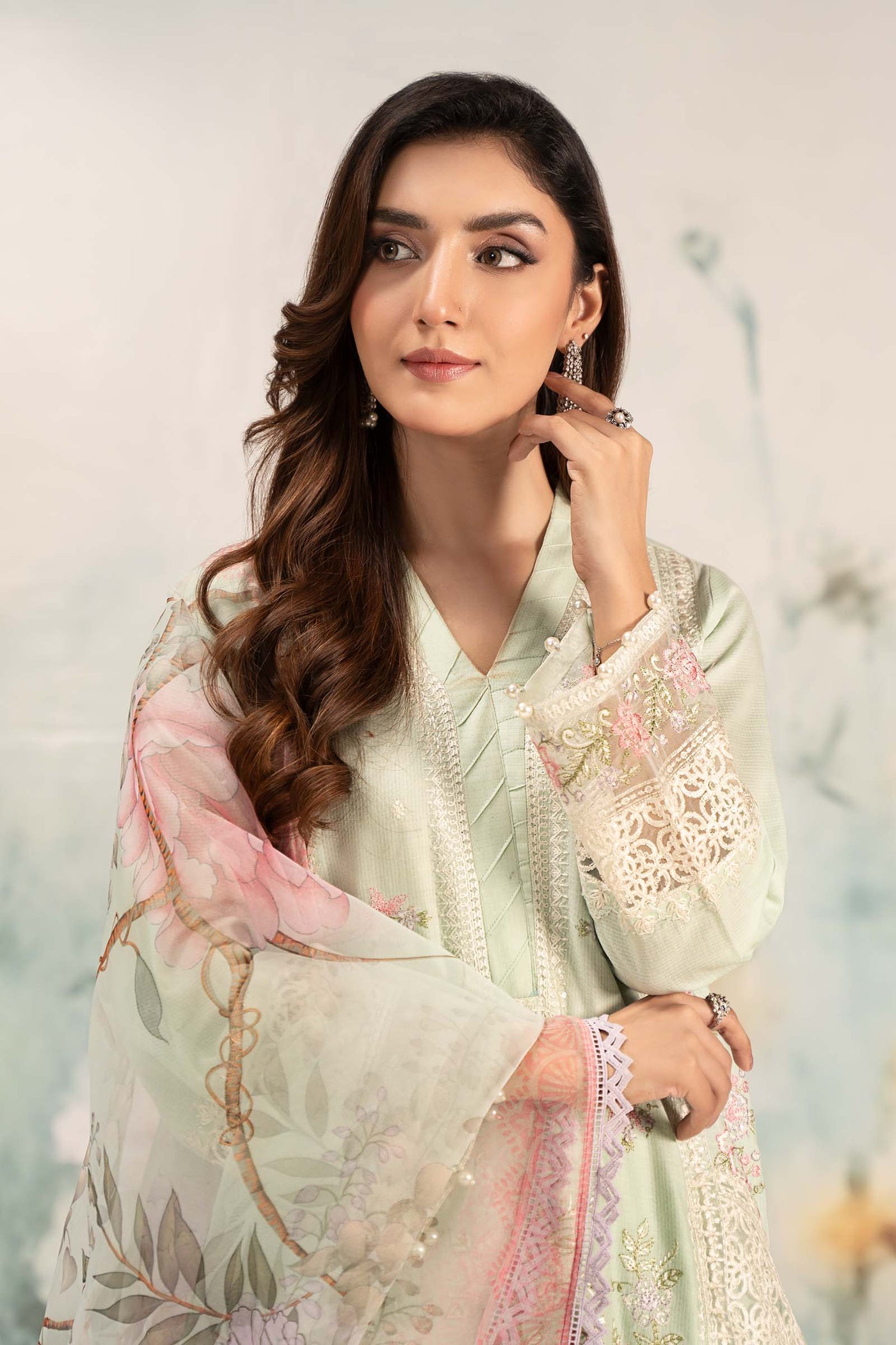 3 Piece Embroidered Dobby Lawn Suit | DW-EF25-151