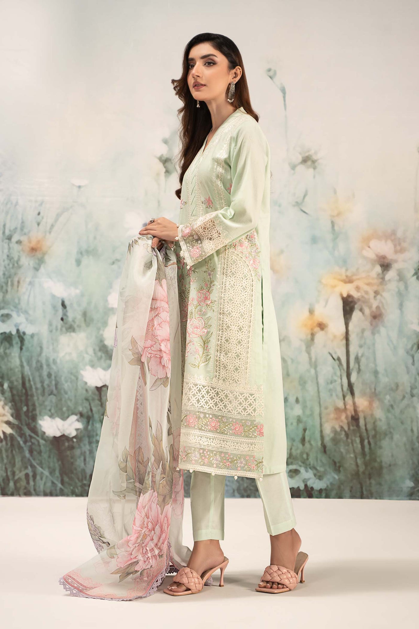 3 Piece Embroidered Dobby Lawn Suit | DW-EF25-151