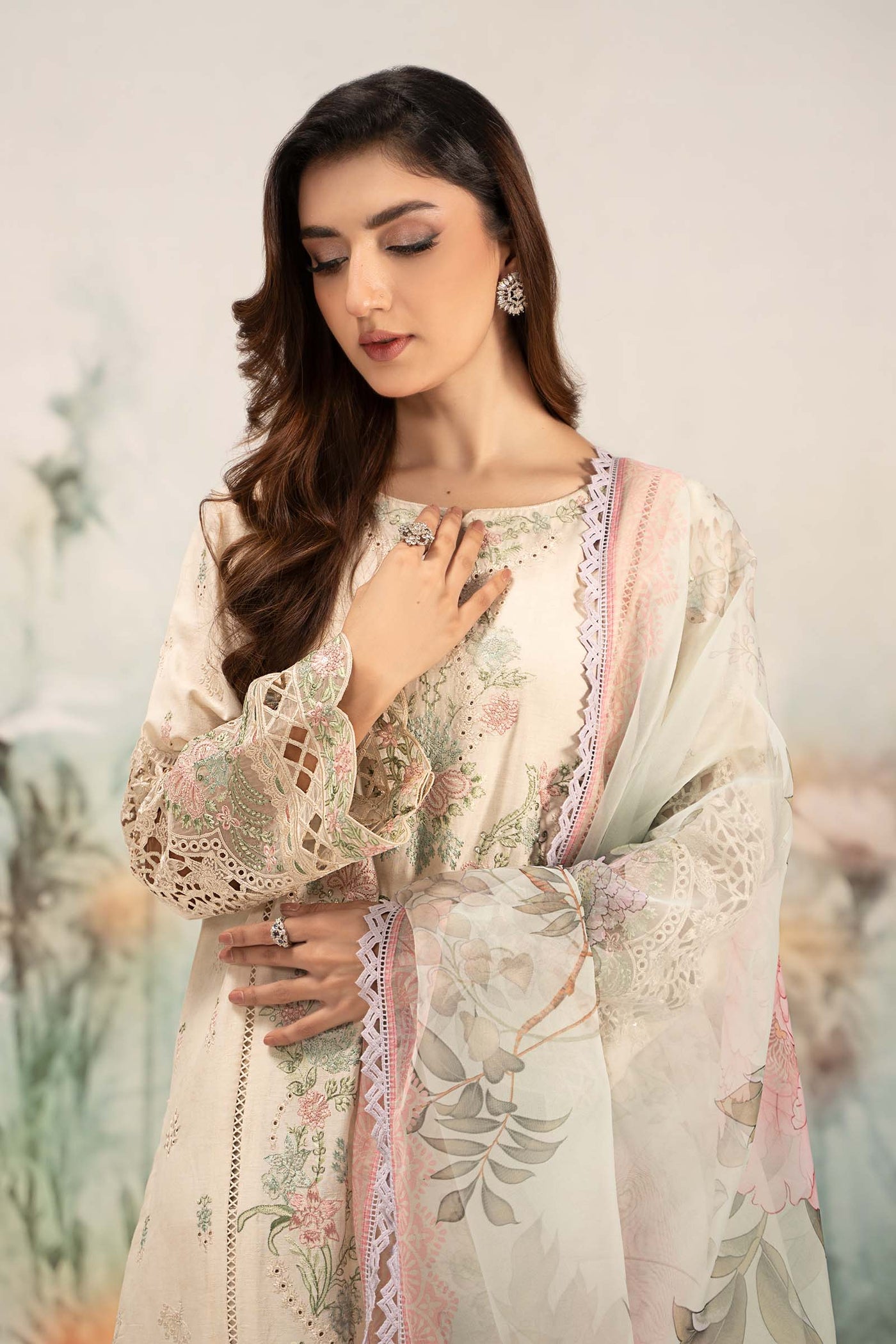 3 Piece Embroidered Self Jacquard Lawn Suit | DW-EF25-47