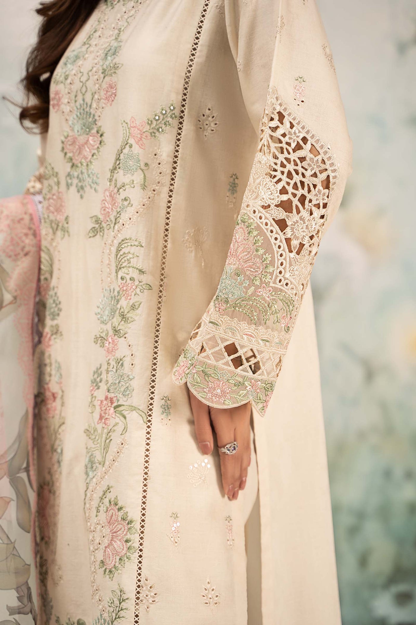 3 Piece Embroidered Self Jacquard Lawn Suit | DW-EF25-47