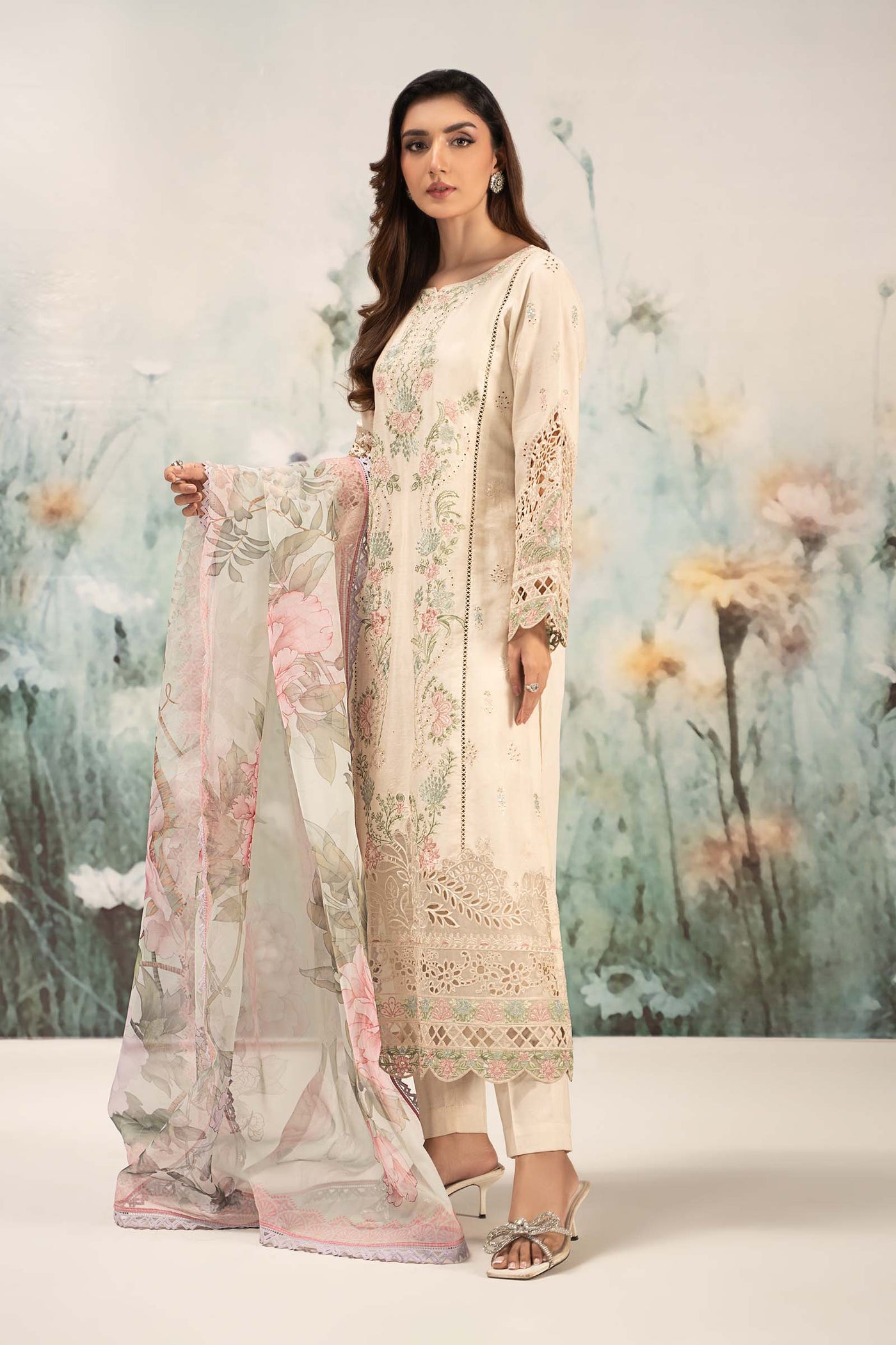 3 Piece Embroidered Self Jacquard Lawn Suit | DW-EF25-47