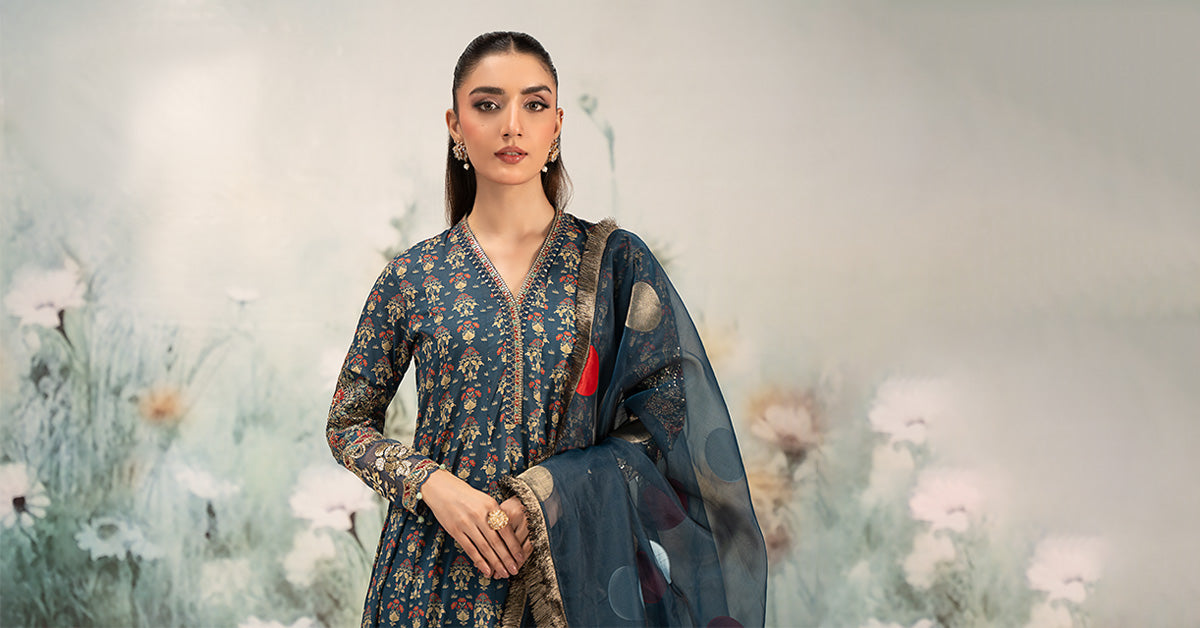 3 Piece Embroidered Lawn Suit | DW-EF25-54