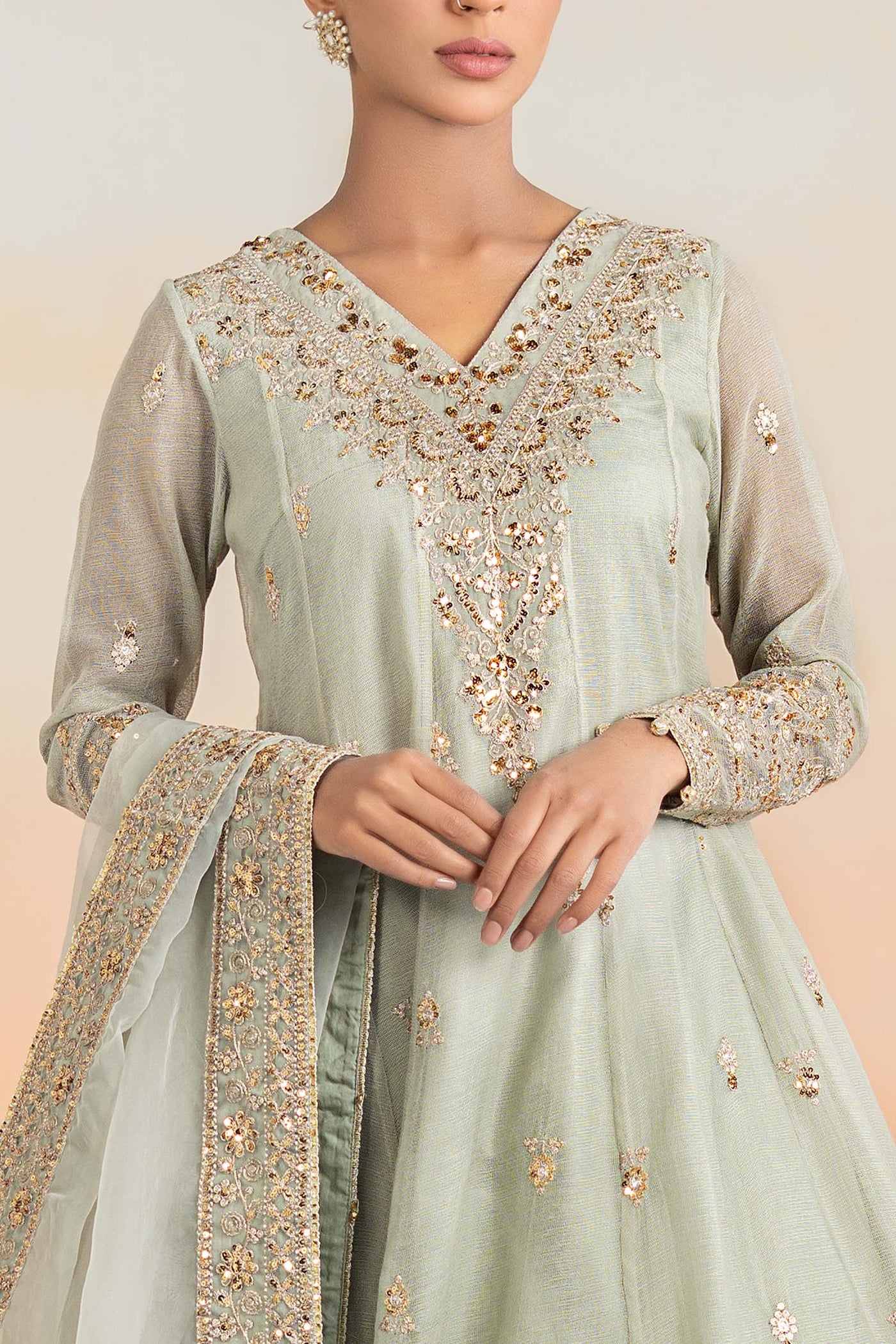 3 Piece Embroidered Cotton Net Suit | DW-EF25-88