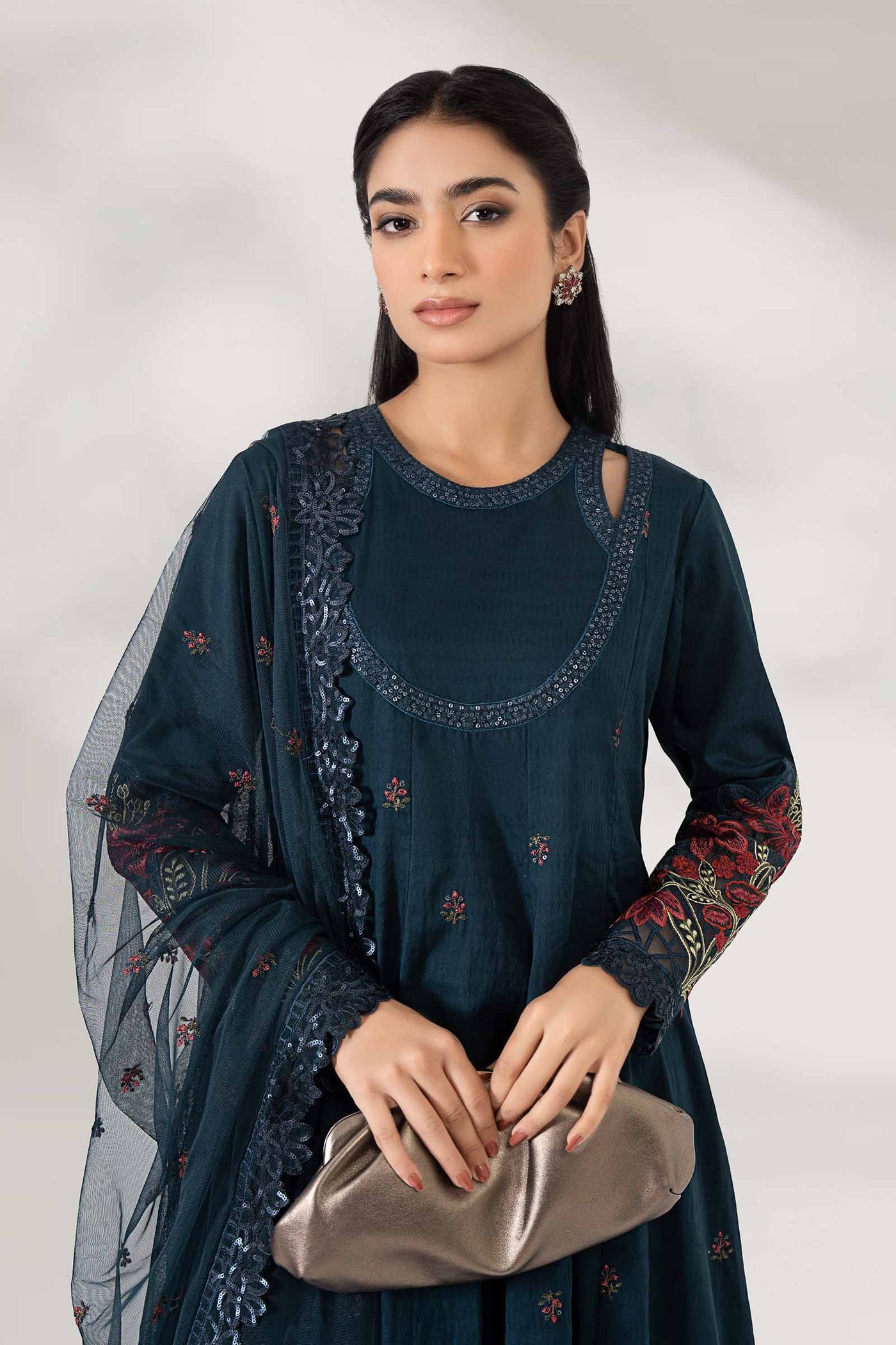 3 Piece Embroidered Dobby Lawn Suit | DW-PF24-05