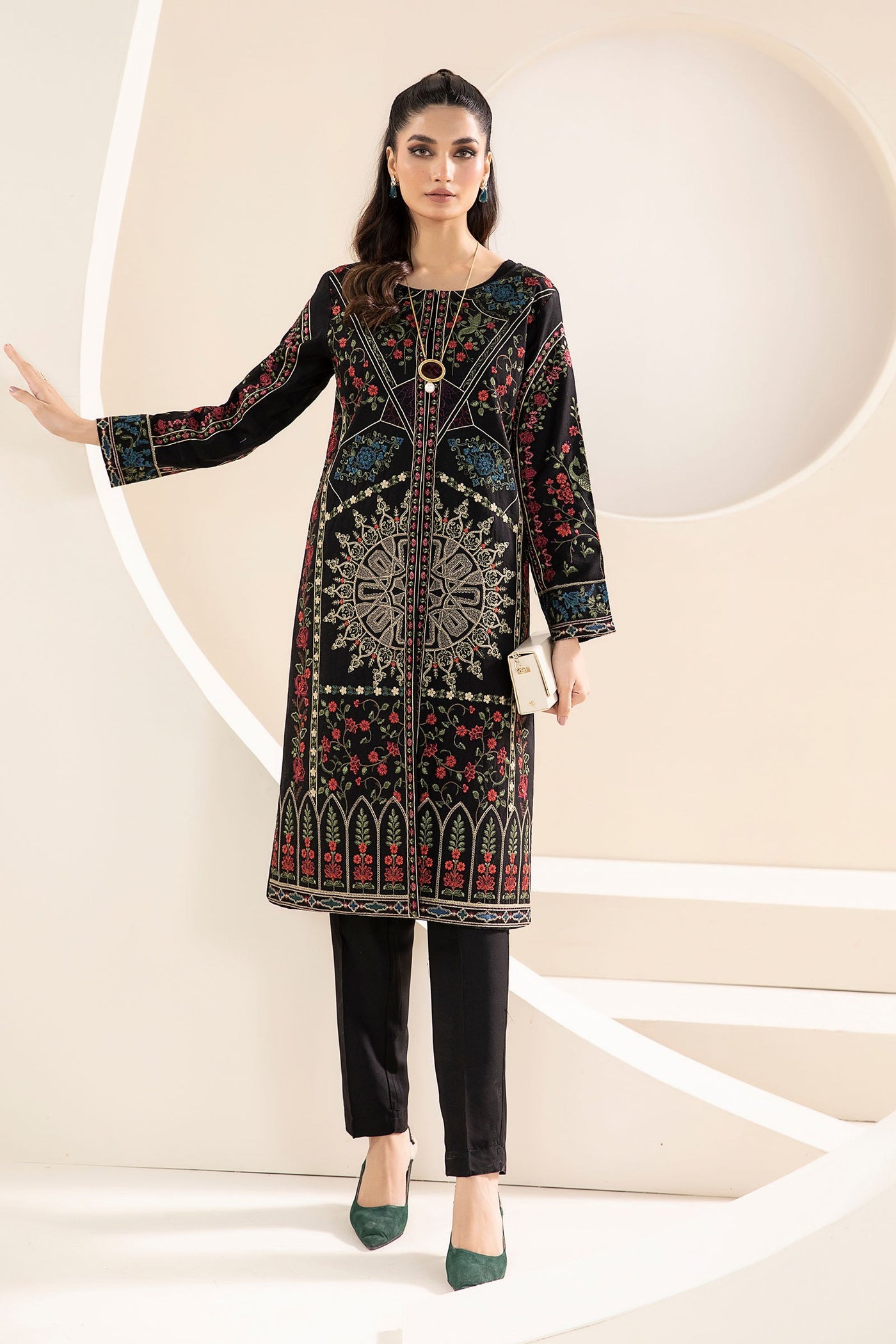 3 Piece Embroidered Khaddar Suit | DW-W24-157