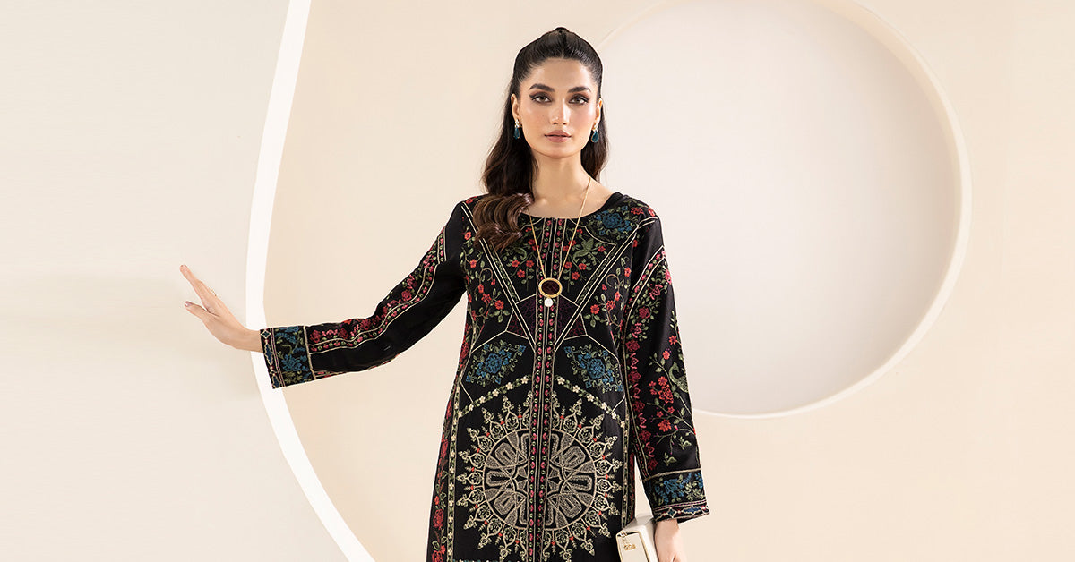 3 Piece Embroidered Khaddar Suit | DW-W24-157